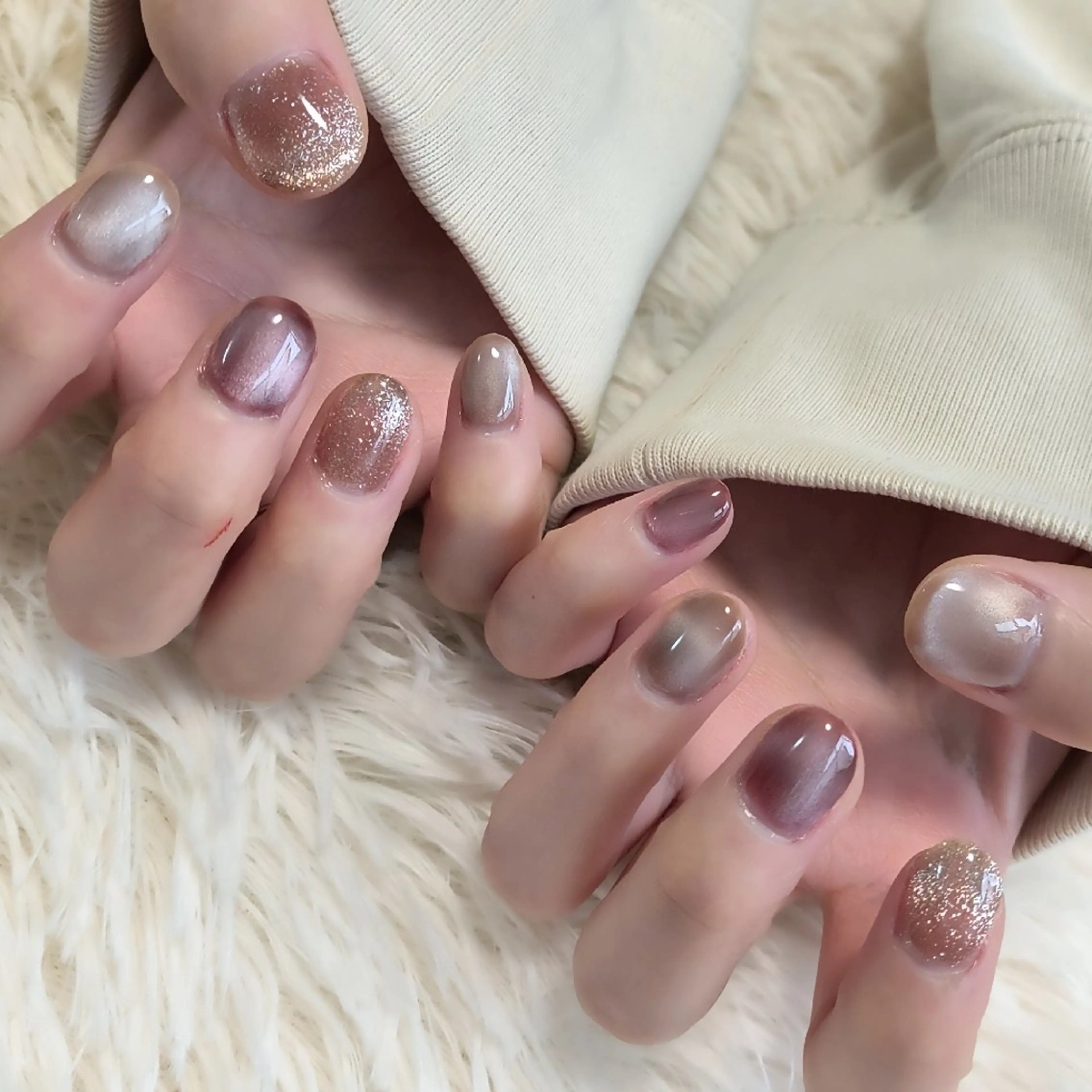 ネイル 氷ネイル・うるうるネイル マグネットネイル マグネットワンカラー ワンカラーネイル 島田 亜紀のネイルデザイン