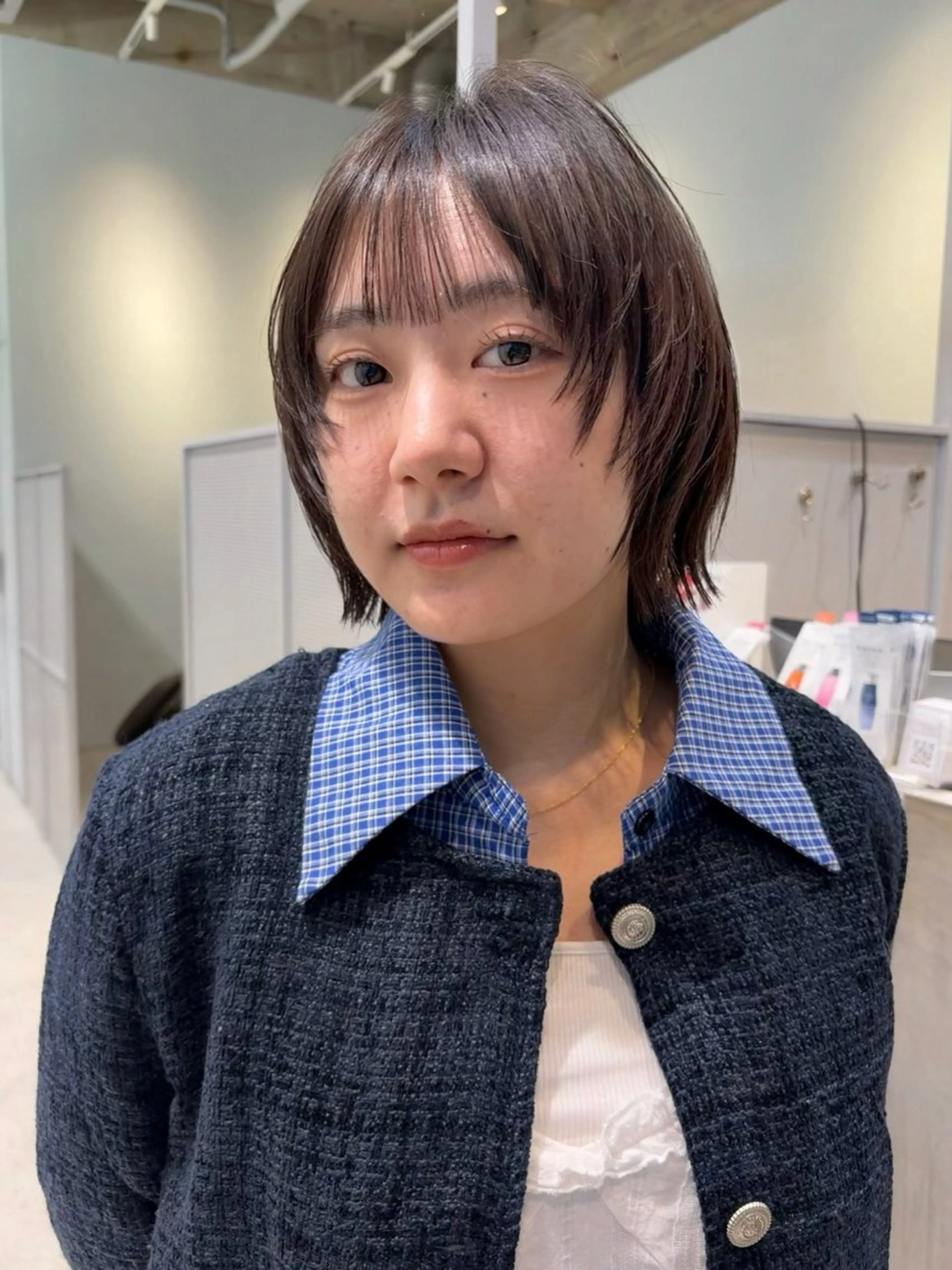 ショート ボブレイヤー ボブ 顔周りカット レイヤーカット カット トリートメント FILMS 田町芝浦所属・骨格診断カット ひより FILMSのヘアスタイル