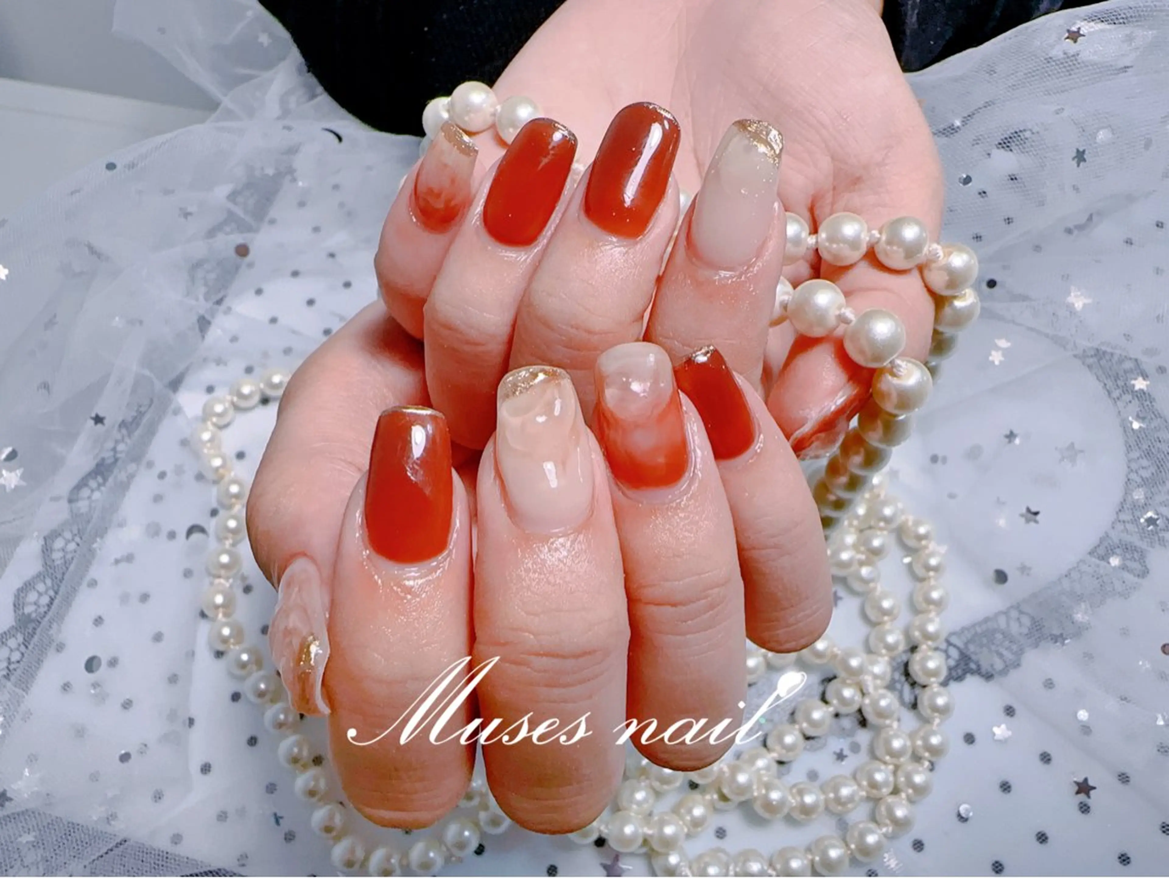 ネイル オーロラネイル チークネイル 長さ出し フレンチネイル ジェルネイル MUSES  NAIL  SALON所属・MUSES ネイルのネイルデザイン