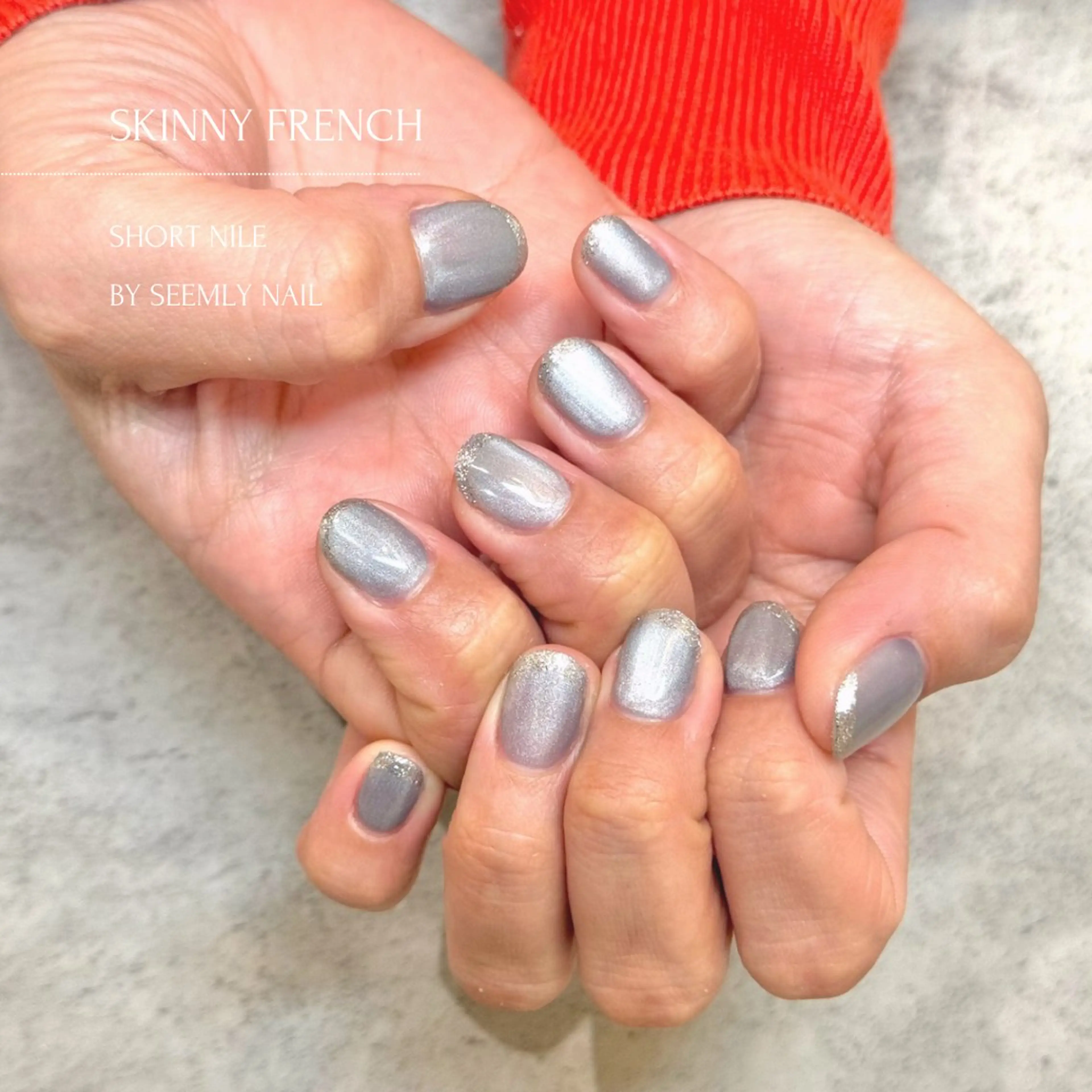 ネイル フレンチネイル ジェルネイル マグネットネイル パラジェル 冬ネイル Seemly 千田町店所属・フラワーパラジェル 🌸シームリーエミのネイルデザイン