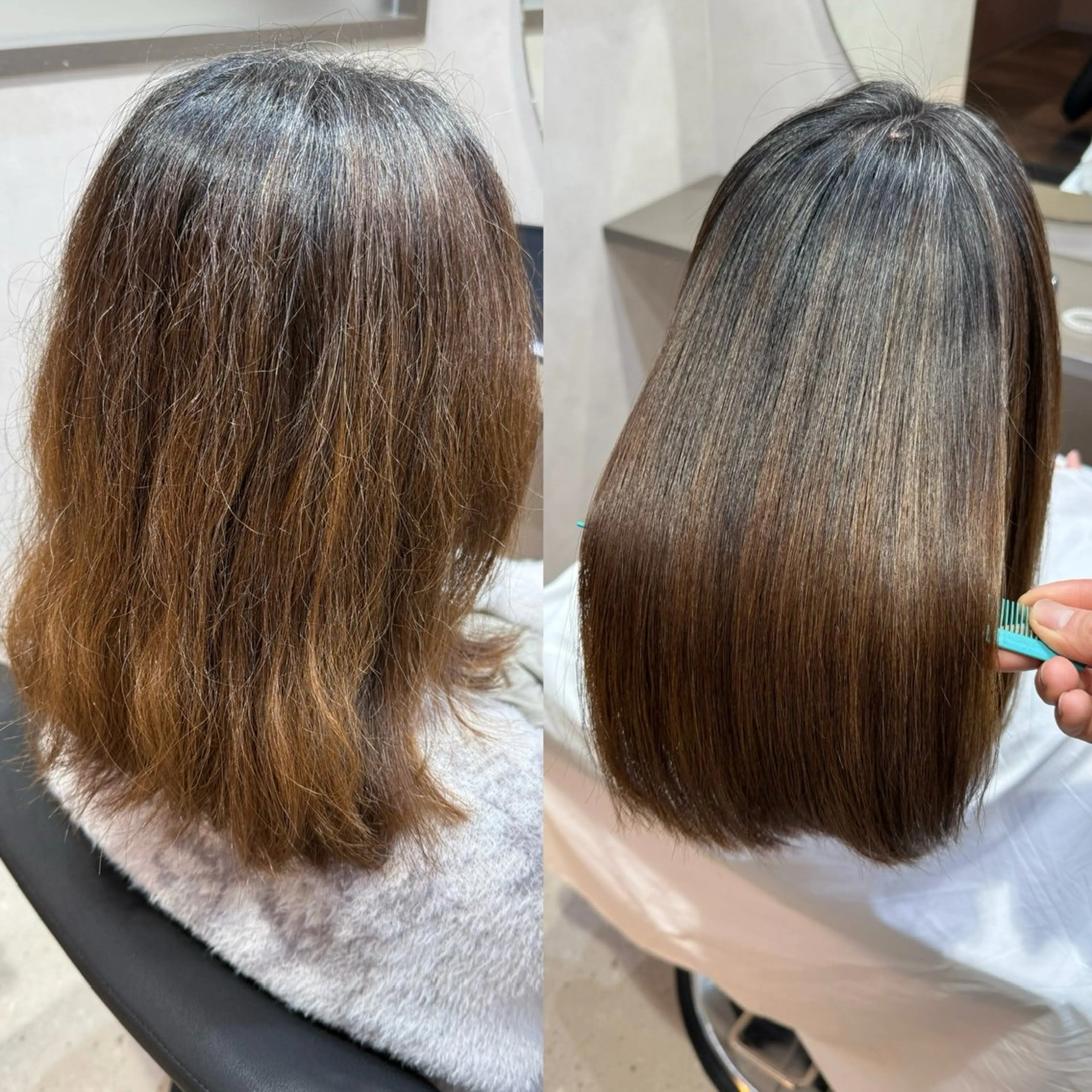 ミディアム カット 縮毛矯正 トリートメント ✨シルクストレート✨ 美髪髪質改善Yukiのヘアスタイル