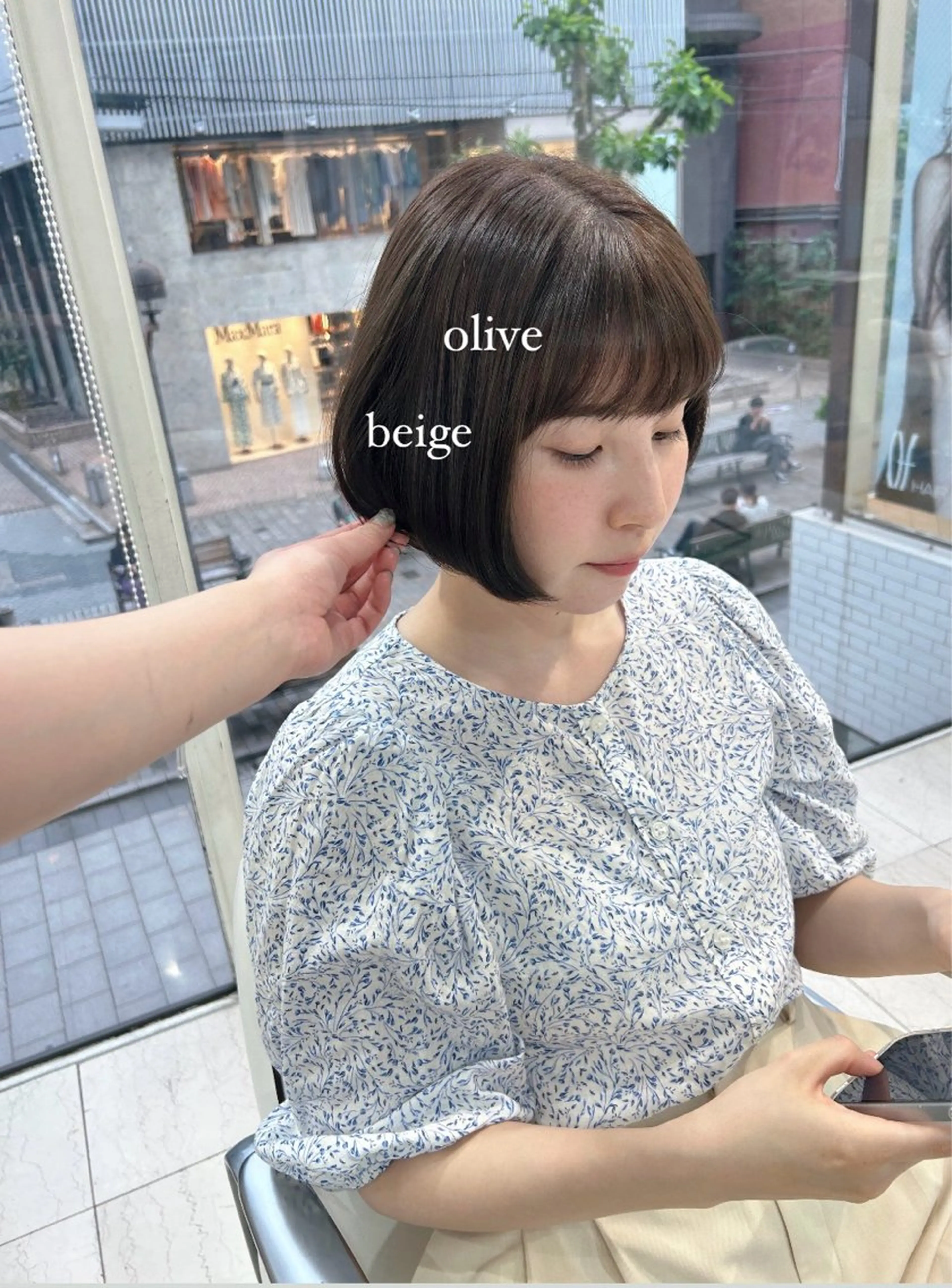 ショート カラー ベージュカラー ヘアカラー ありむらもえ/ 透明感カラーのヘアスタイル