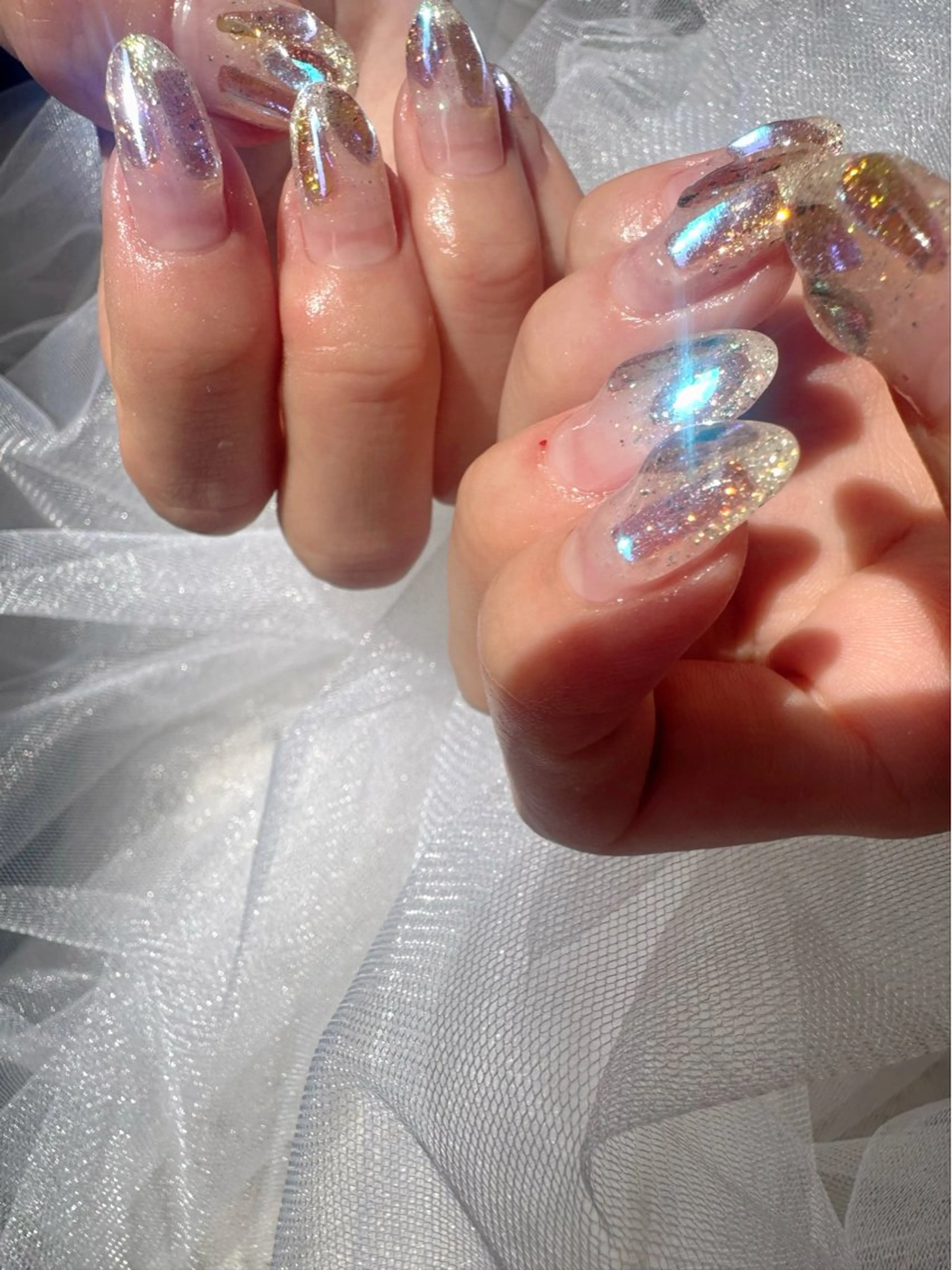 ネイル クリアネイル グラデーション 氷ネイル・うるうるネイル 韓国ネイル ラメ(グリッター) 🪞KAPE NAIL 🪞のネイルデザイン