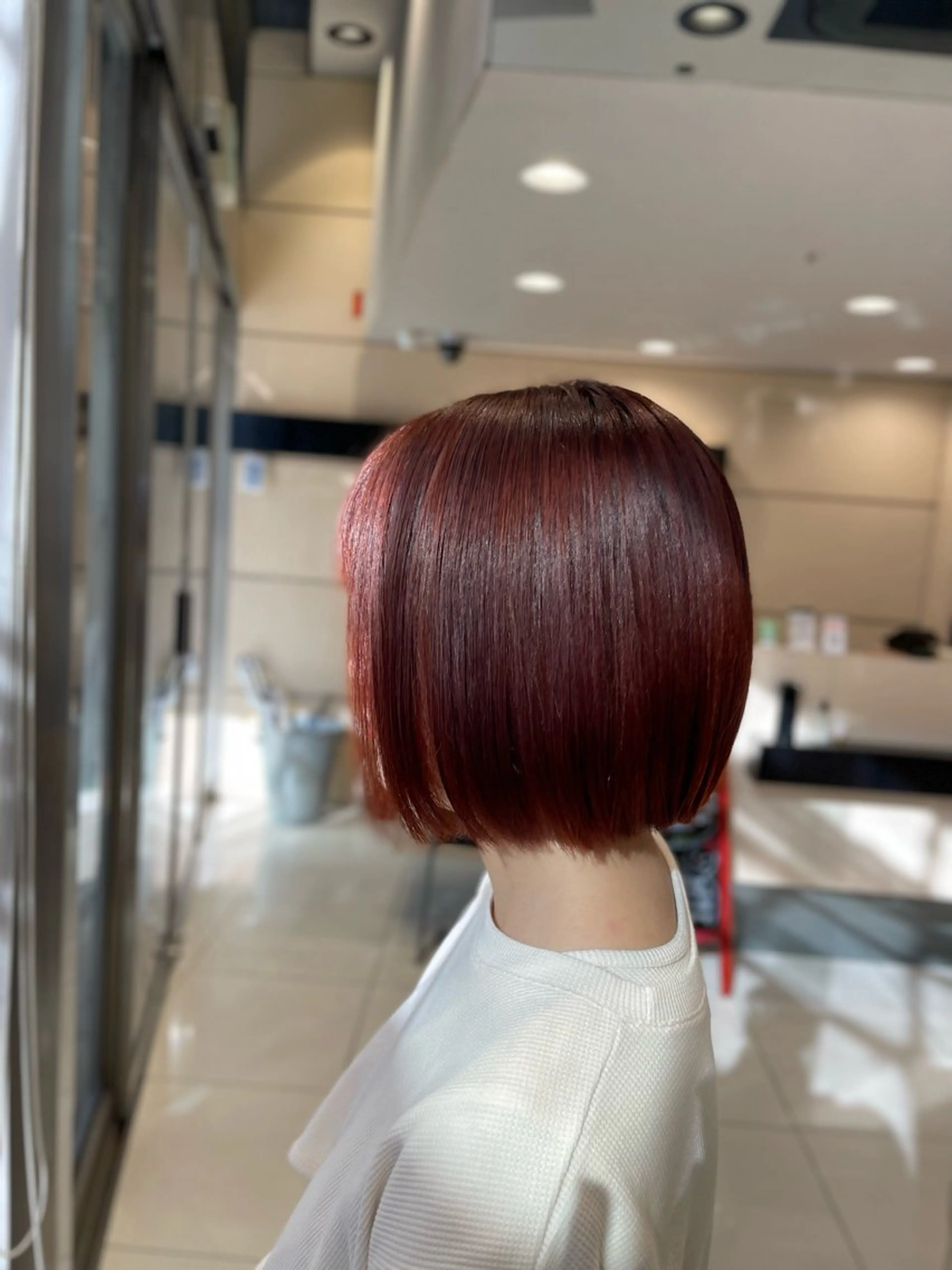 ミディアム カラー オレンジ カット ヘアカラー クロスパーマ/うる艶 カラー/Kurumiのヘアスタイル