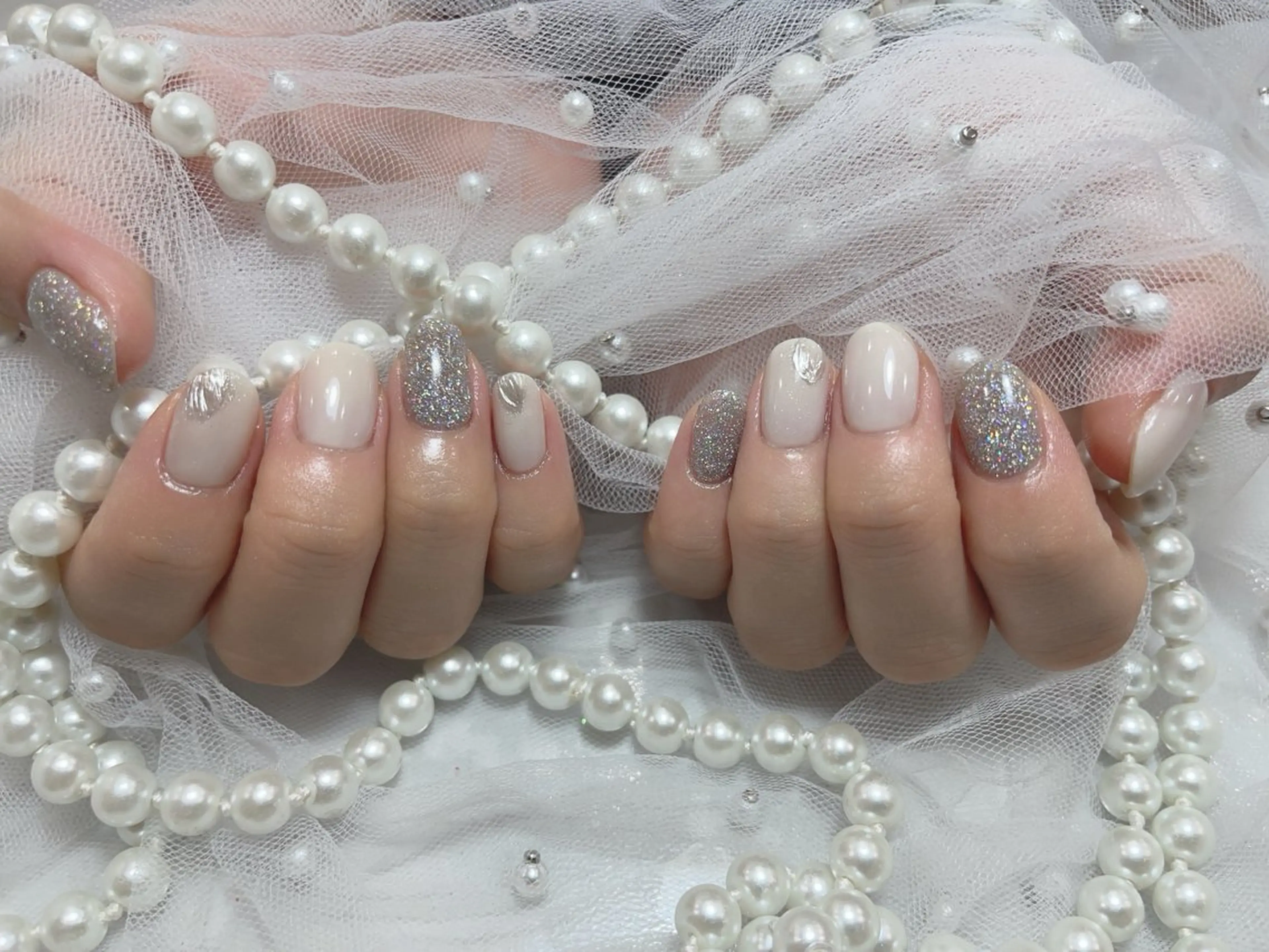 ネイル アートネイル フラッシュネイル フレンチネイル ガラスフレンチ グラデーション M2beauty Renaのネイルデザイン