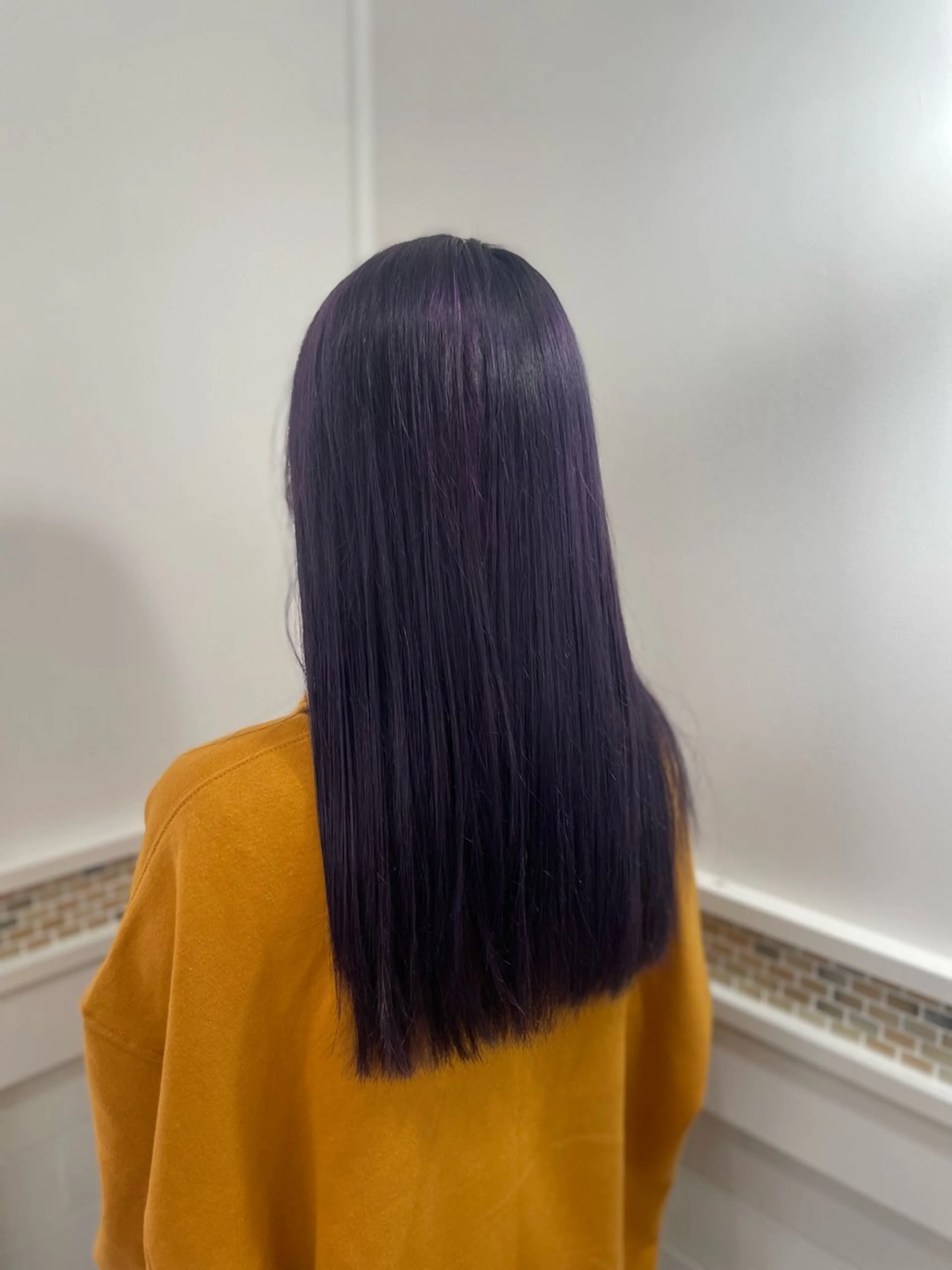 ロング カラー ブリーチ パープルカラー ロング カット ヘアカラー 前原 真人のヘアスタイル