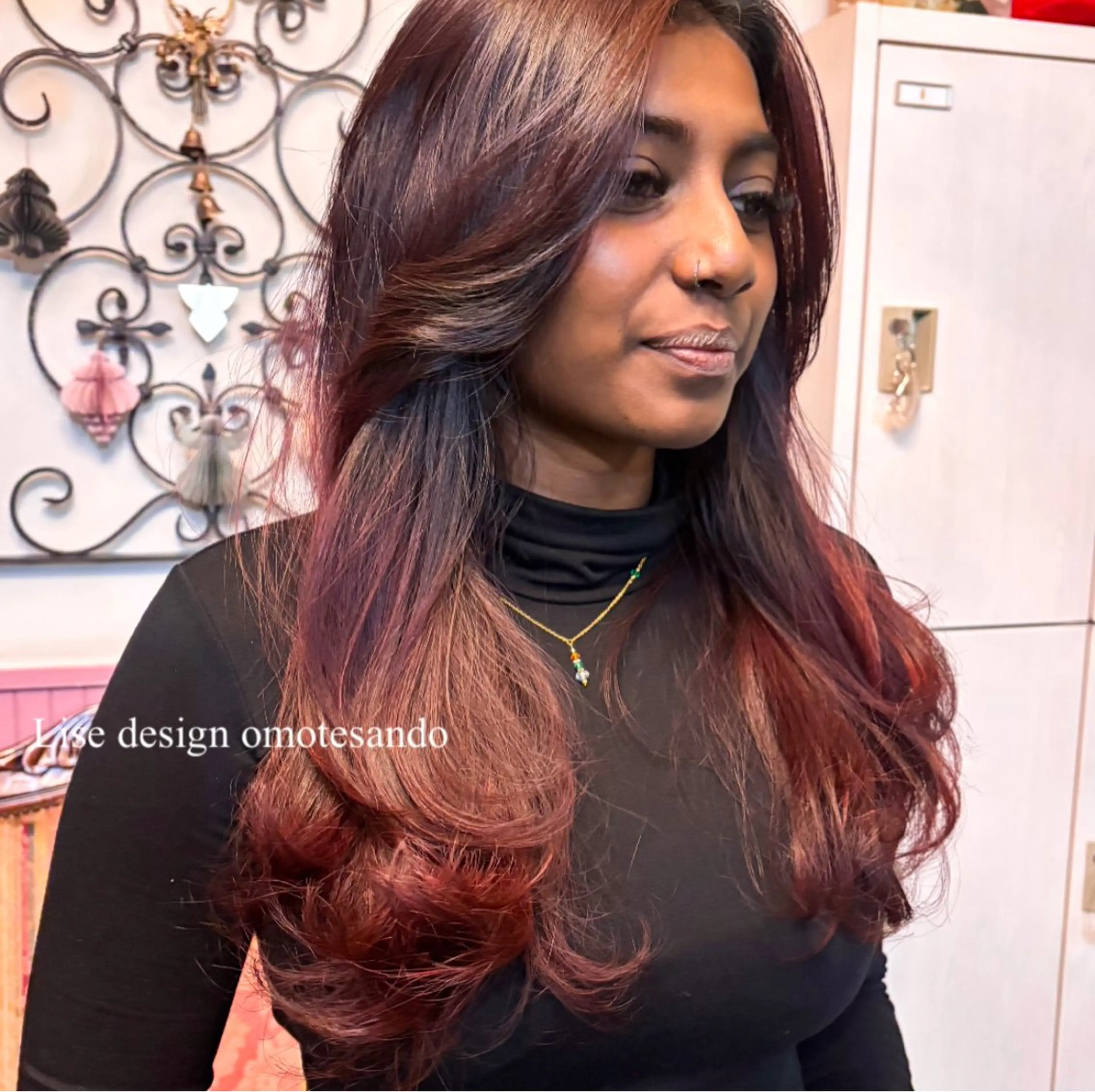 ロング カラー パーマ ヘアアレンジ メンズ ヘアカラー ヘアセット 表参道Lise おおいしおりのヘアスタイル