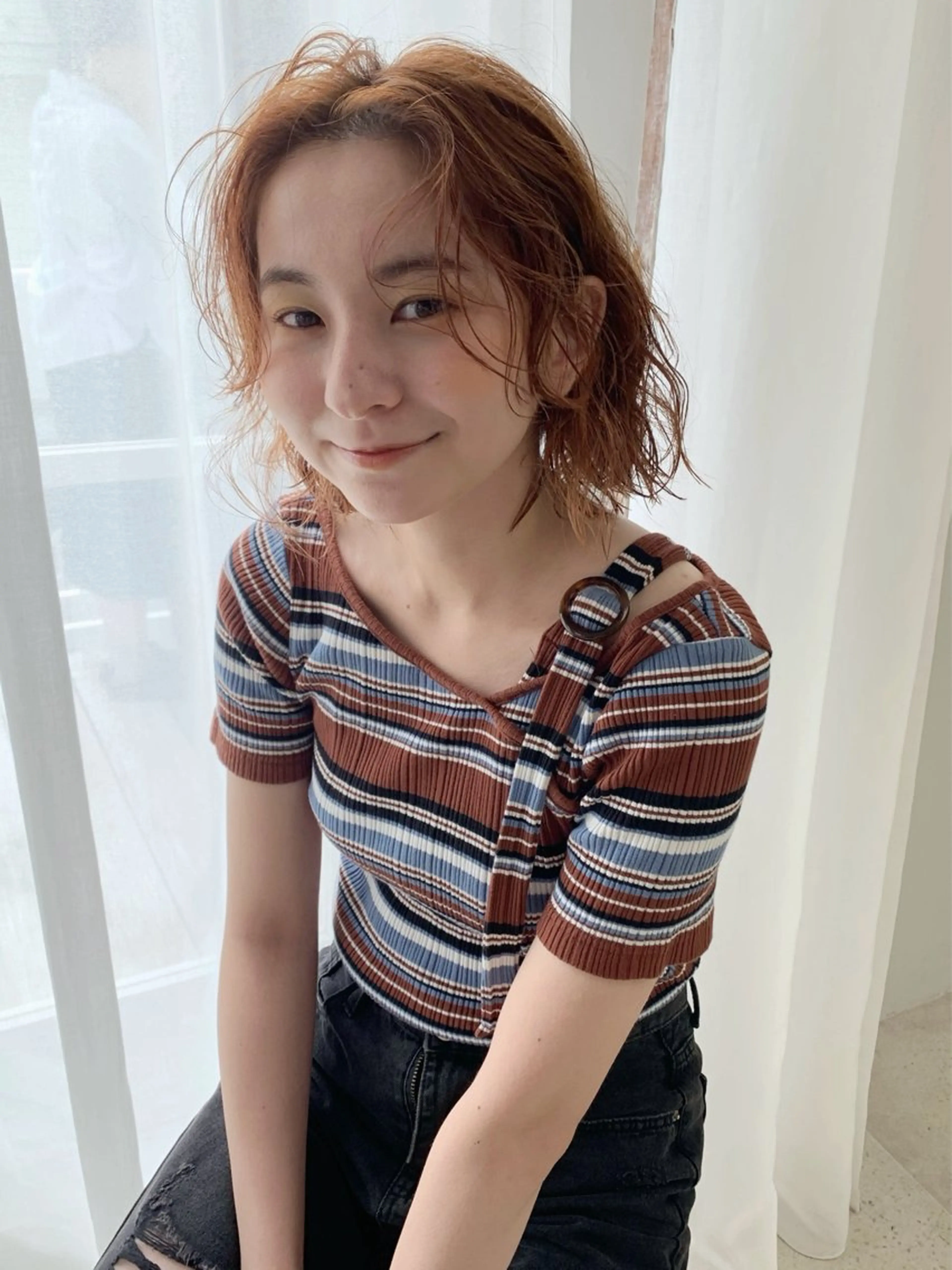 ミディアム カラー ミディアムパーマ ハイライトカラー インナーカラー ハイライト 髪質改善 カット ヘアカラー トリートメント 透明感カラー/ボブ /佐藤伶のヘアスタイル