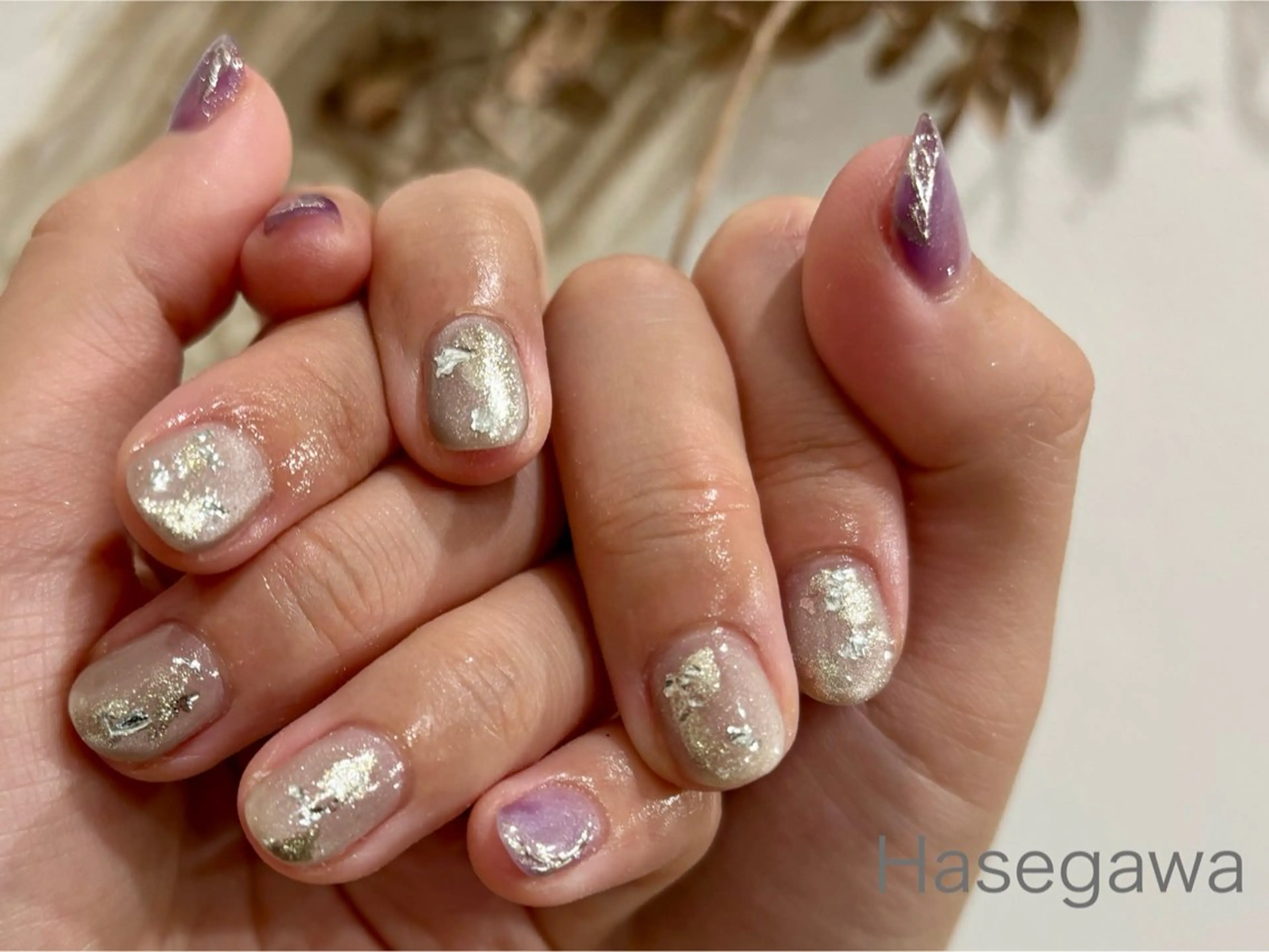 ネイル パープル ハンドネイル DROP所属・DROP 長谷川のネイルデザイン