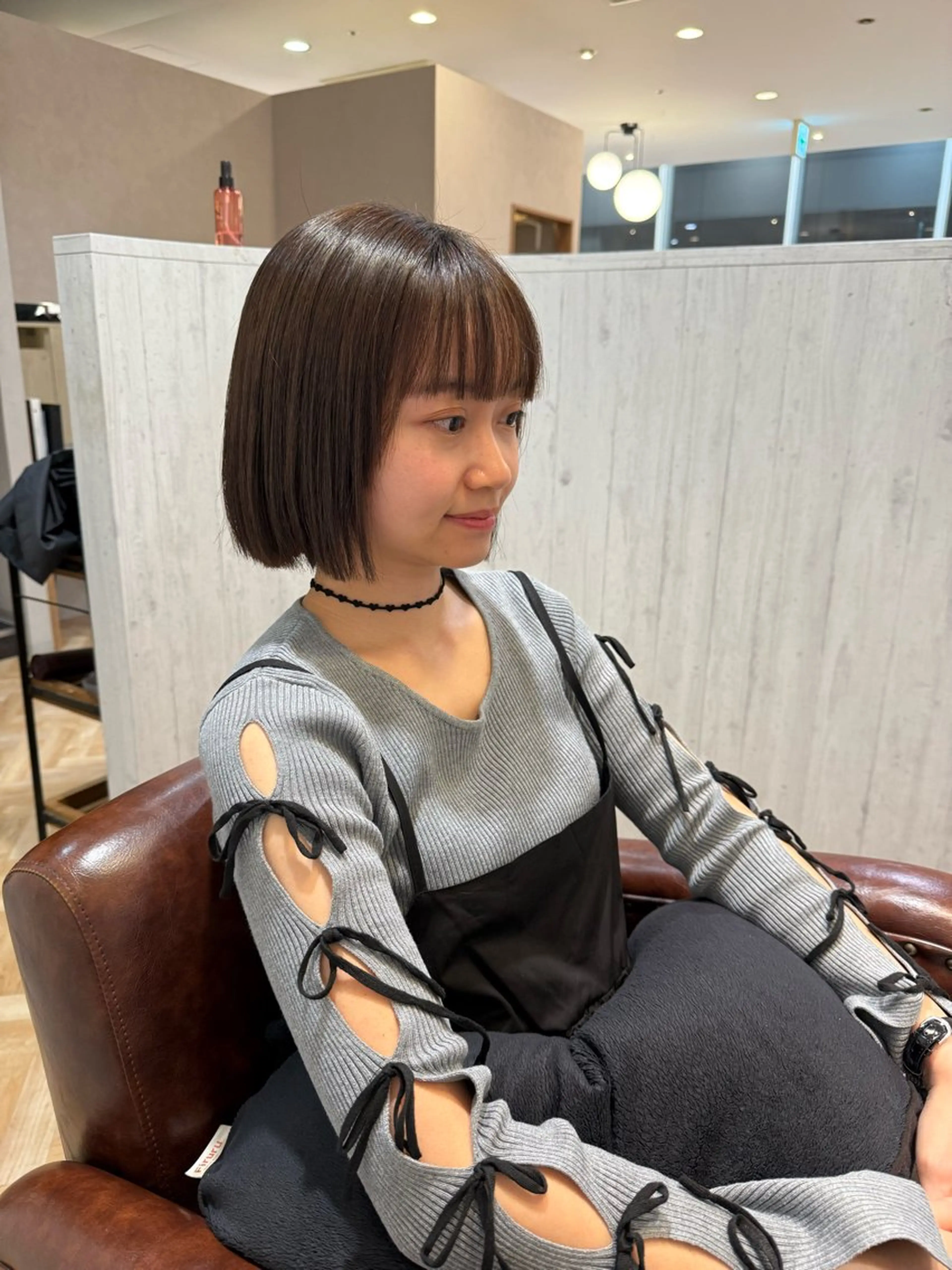 ミディアム 切りっぱなしボブ ボブ 顔周りカット hair salon  CAMON.所属・仙台/camon/ airiのヘアスタイル