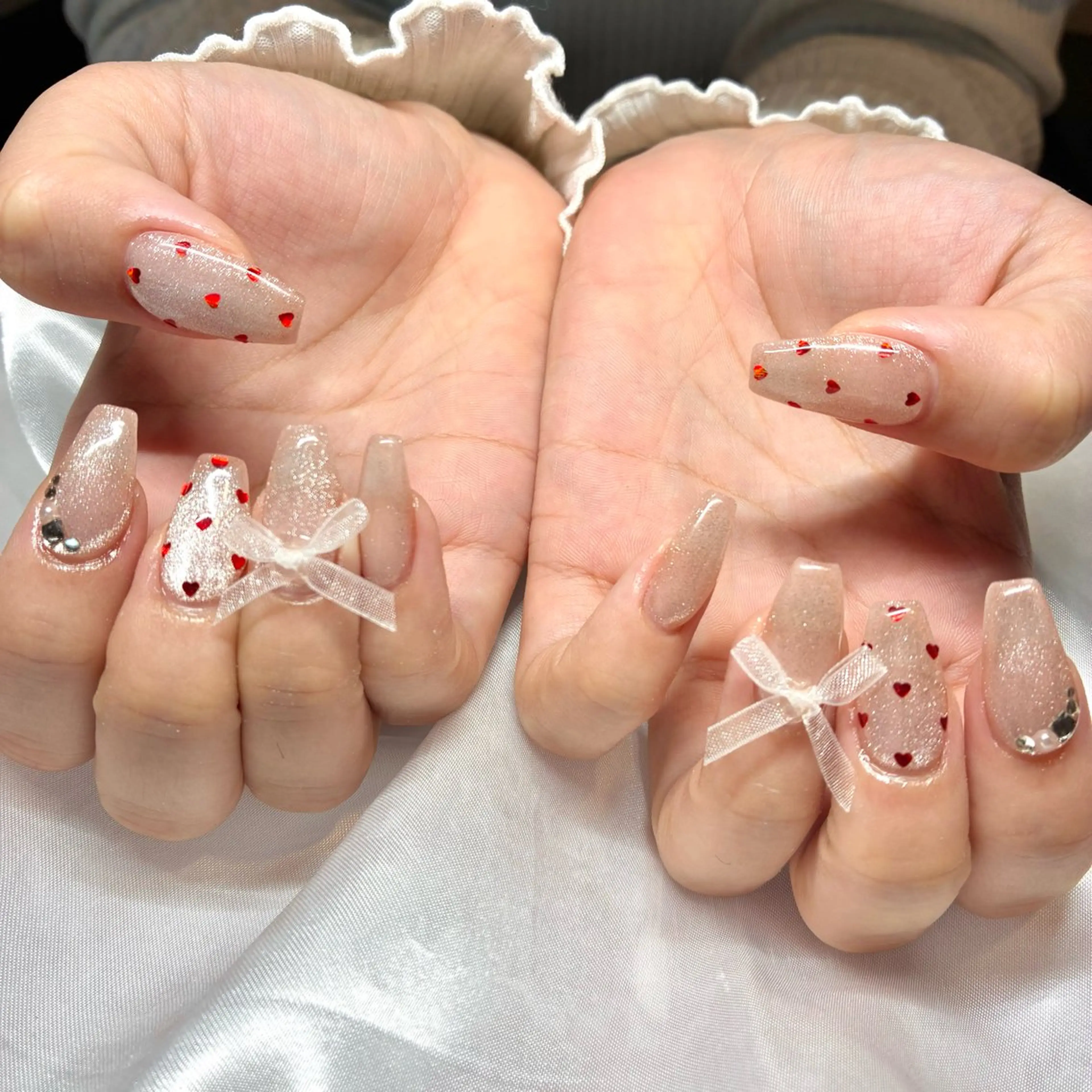 ネイル ドット ジェルネイル ハート マグネットネイル ハンドネイル Nail ヌシん家 AKANEのネイルデザイン