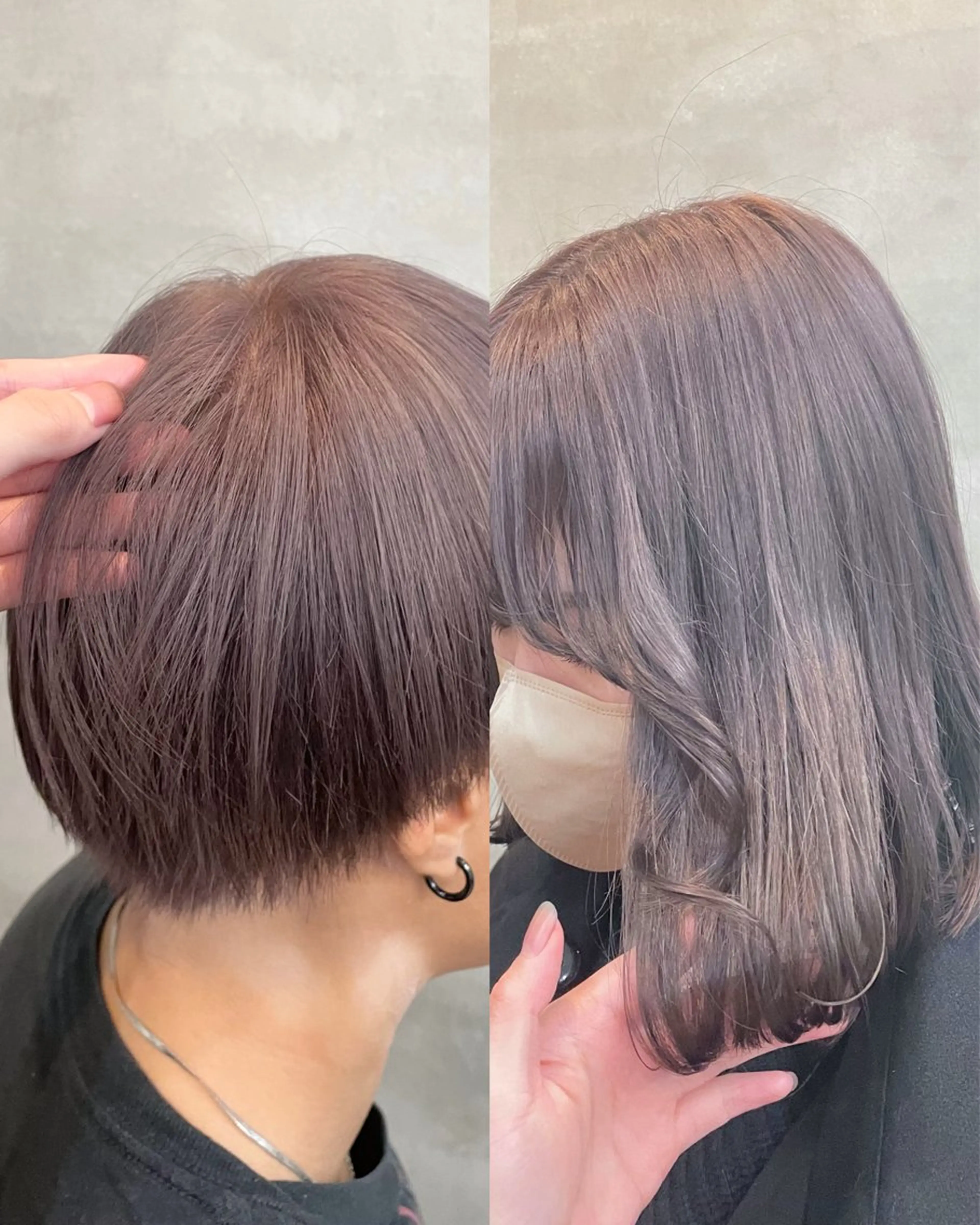 セミロング カラー ヘアアレンジ グレージュ ピンクカラー カット ヘアカラー トリートメント 【ピンク/韓国ヘア/ ヘアセット】亜海のヘアスタイル