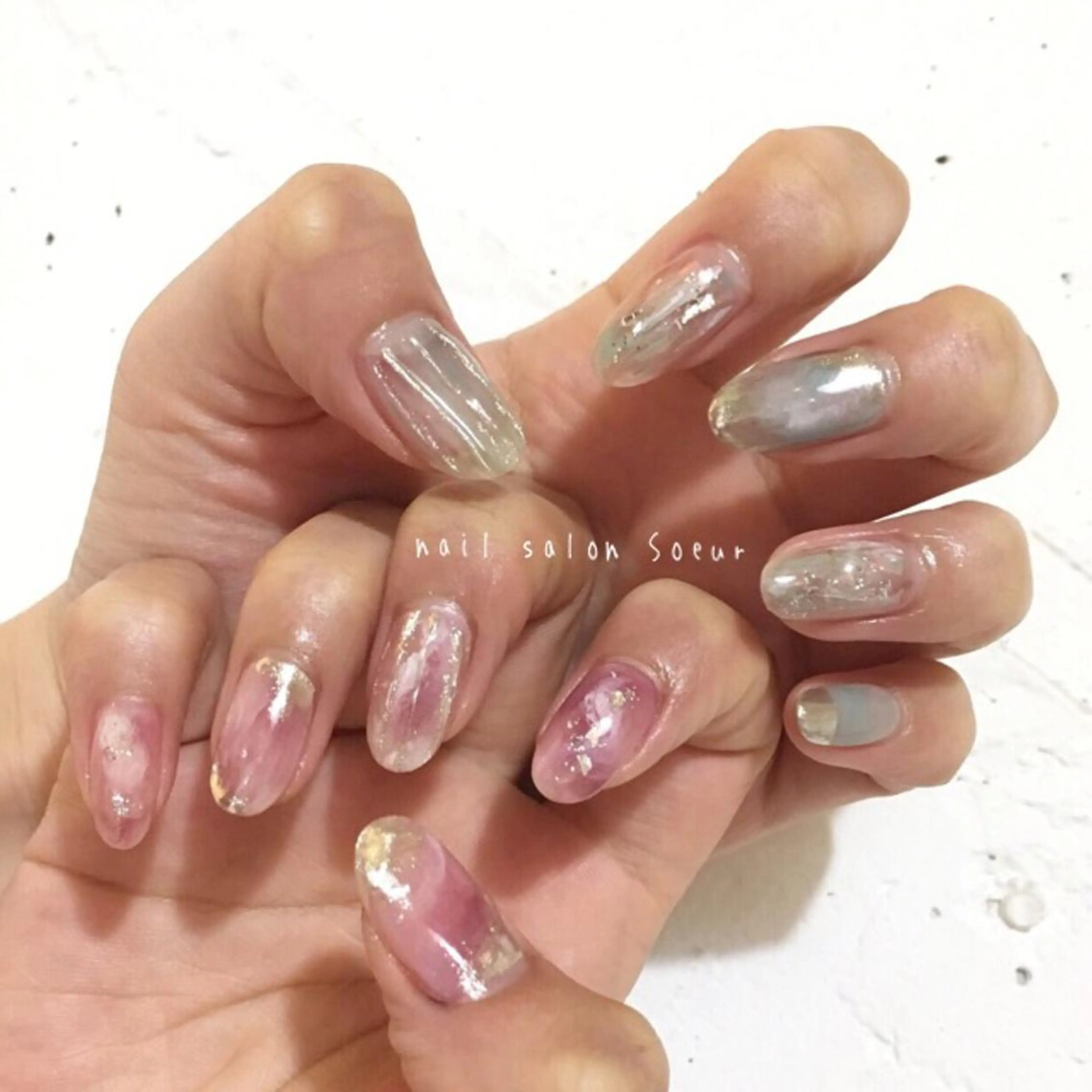 ネイル アートネイル 長さ出し ジェルネイル マットネイル ミラーネイル ハンドネイル nail salon Soeurのネイルデザイン