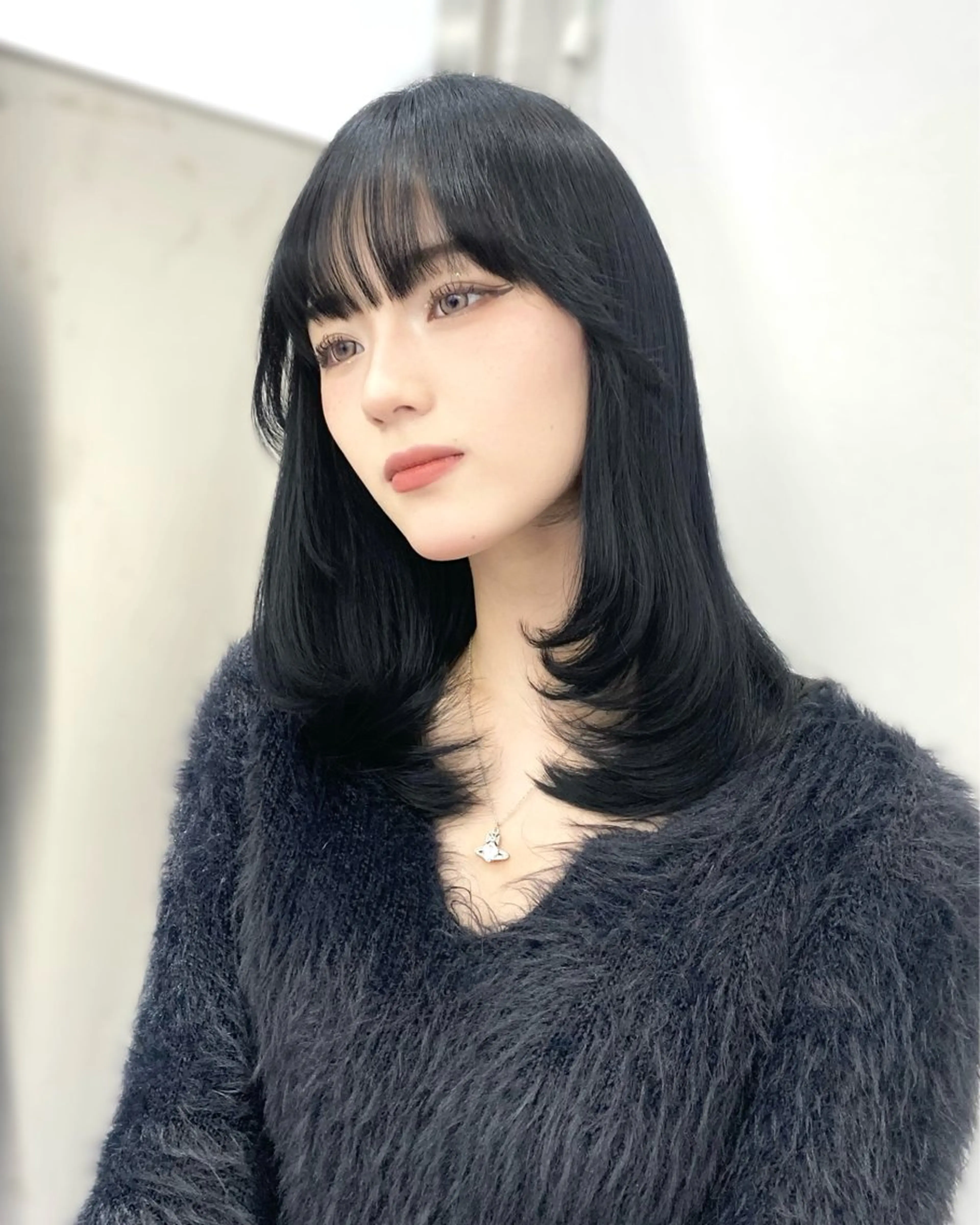 ミディアム 韓国風ヘア レイヤーカット 京都レイヤーカット うえひのヘアスタイル