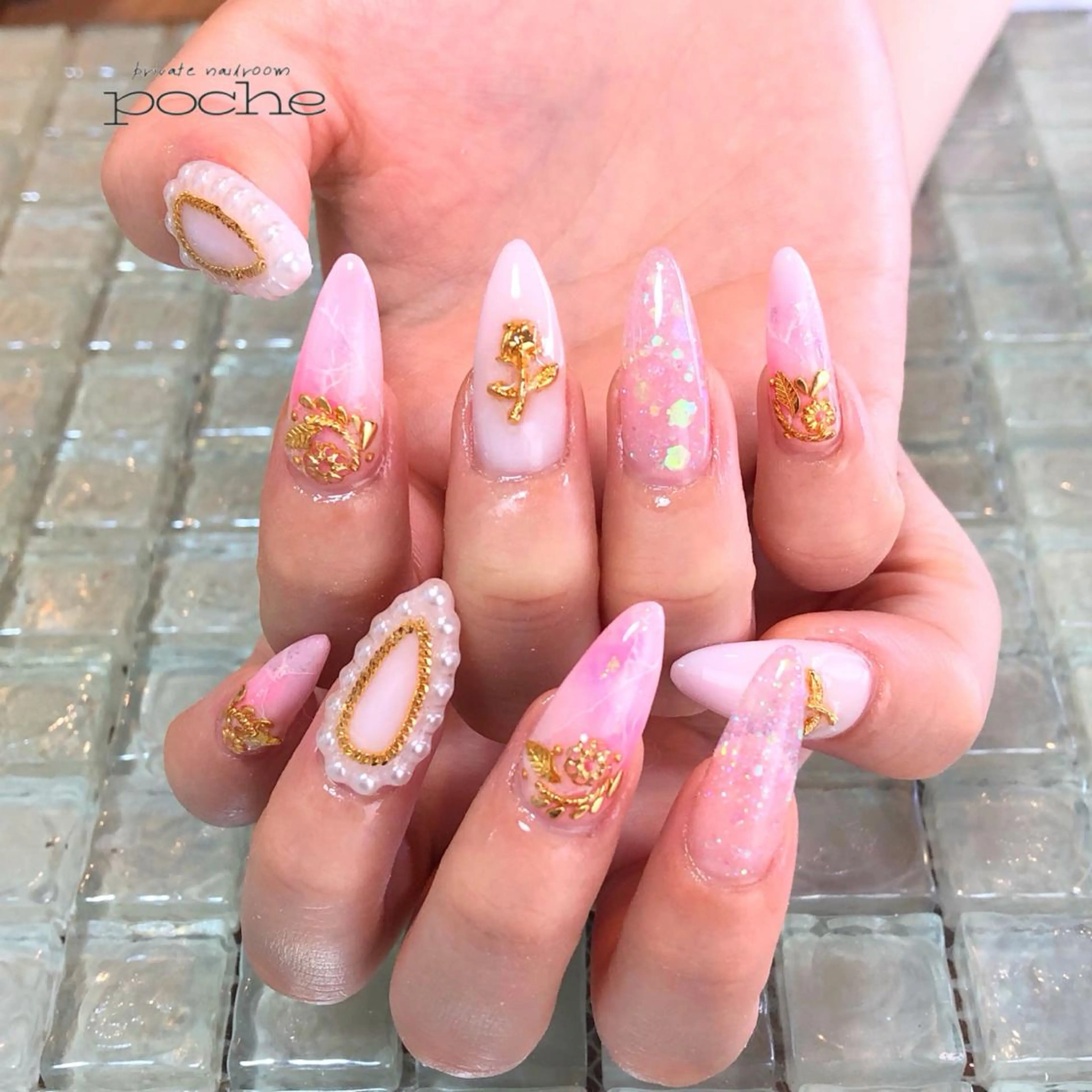 ネイル ピンク スカルプネイル ハンドネイル 工藤 理恵のネイルデザイン