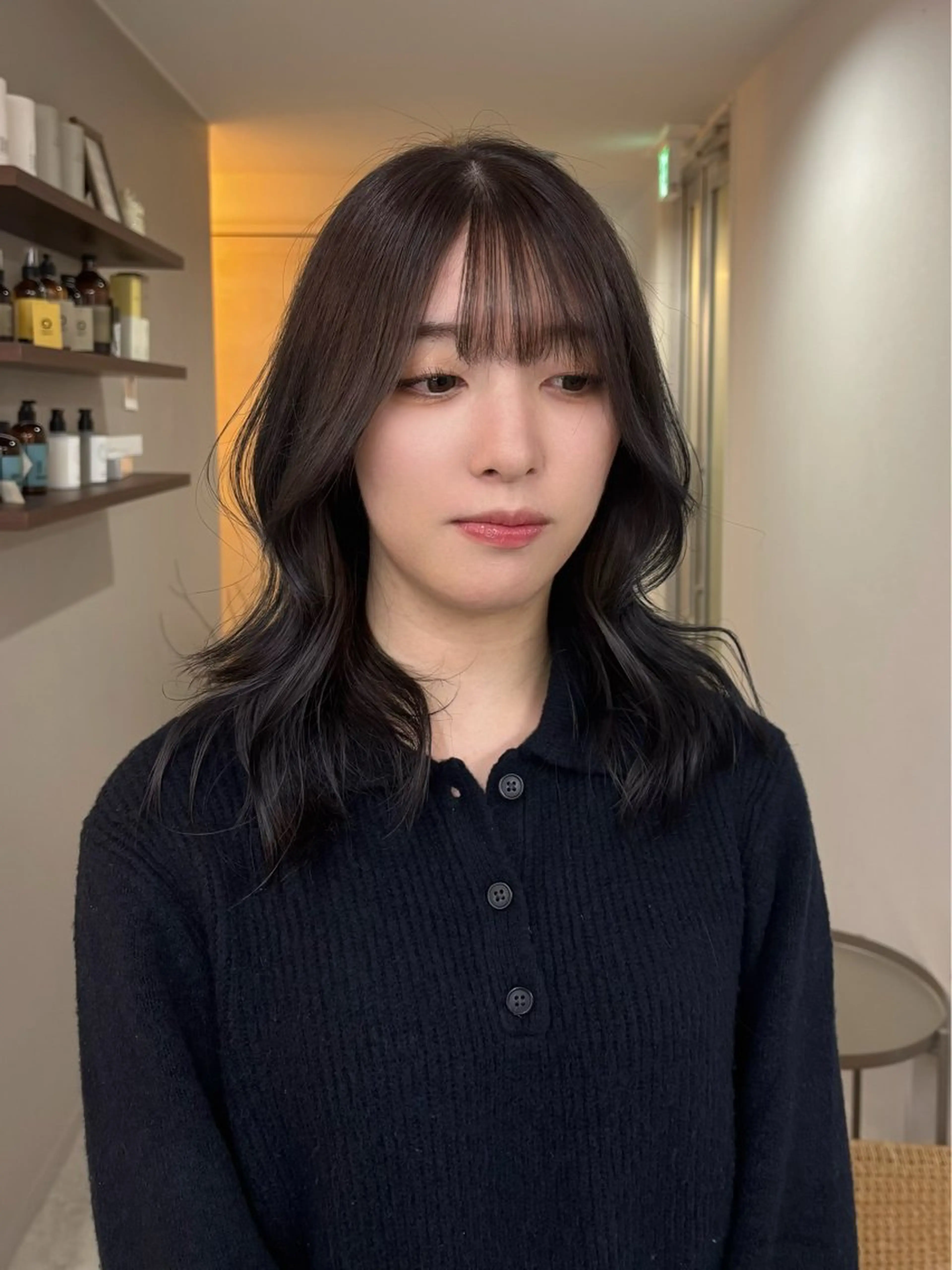 ミディアム ヘアカラー 權軒 真尋のヘアスタイル