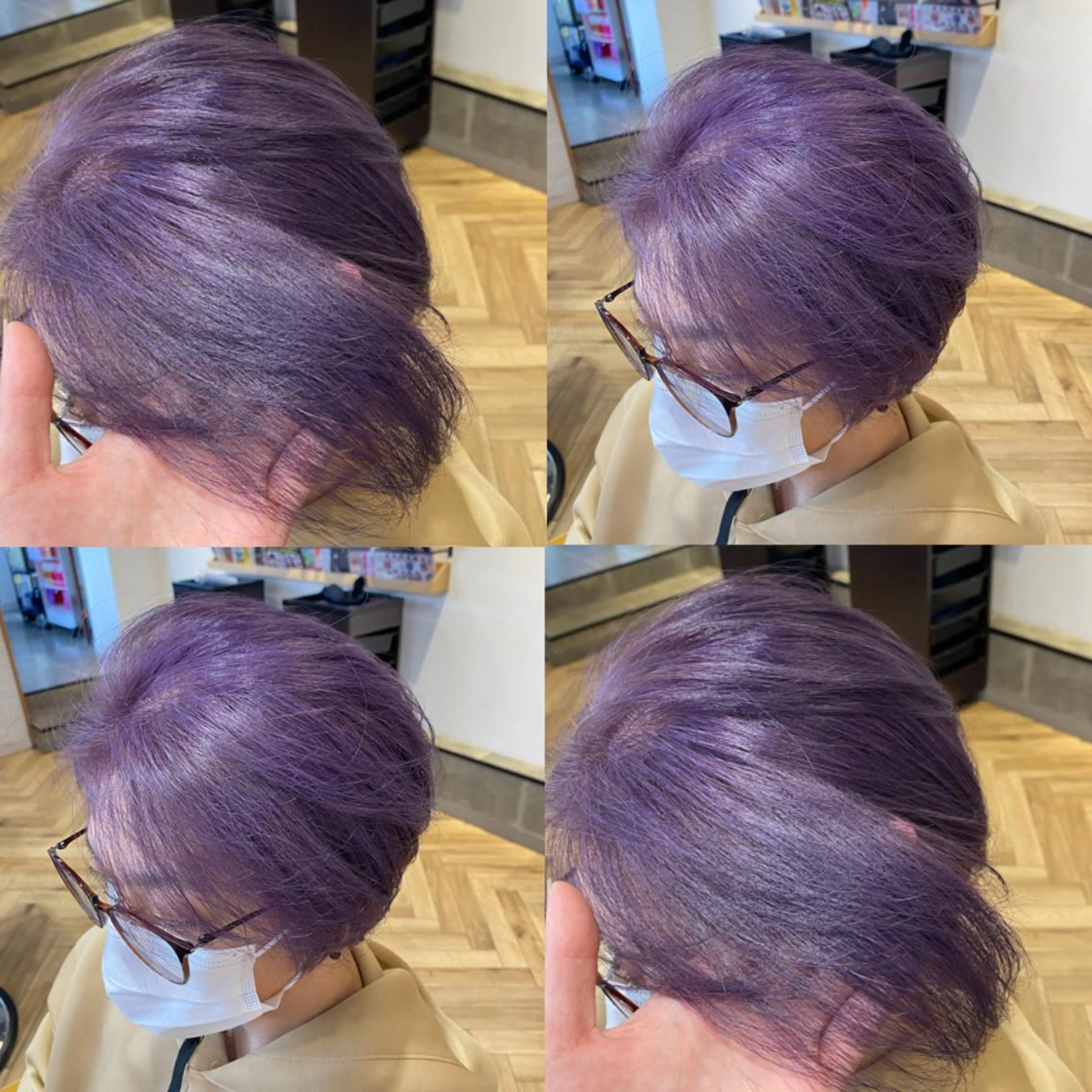 ショート カラー ラベンダーカラー 艶カラー/韓国顔周り 🎀mamiのヘアスタイル