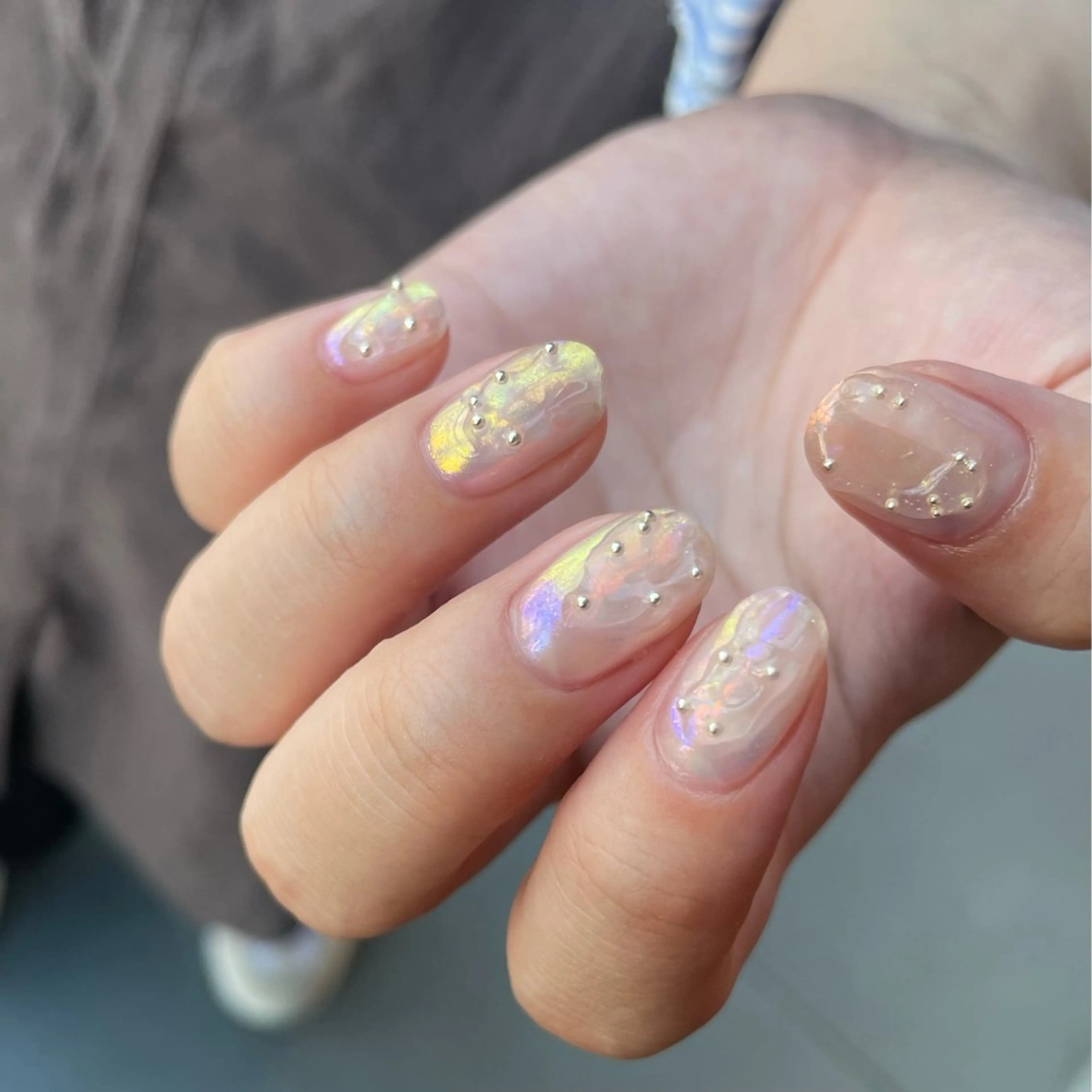 ネイル オーロラネイル 氷ネイル・うるうるネイル nail salon soruのネイルデザイン