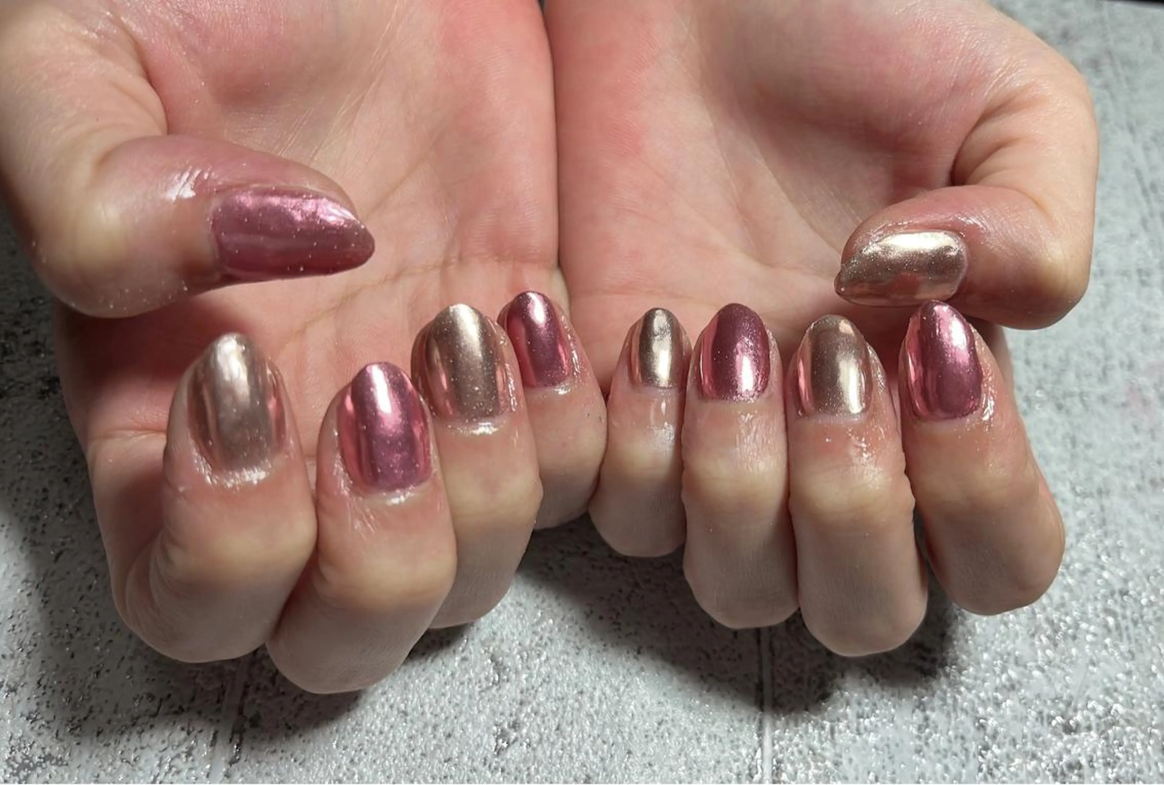 ネイル ミラーネイル ワンカラーネイル ハンドネイル Ruana Nailのネイルデザイン