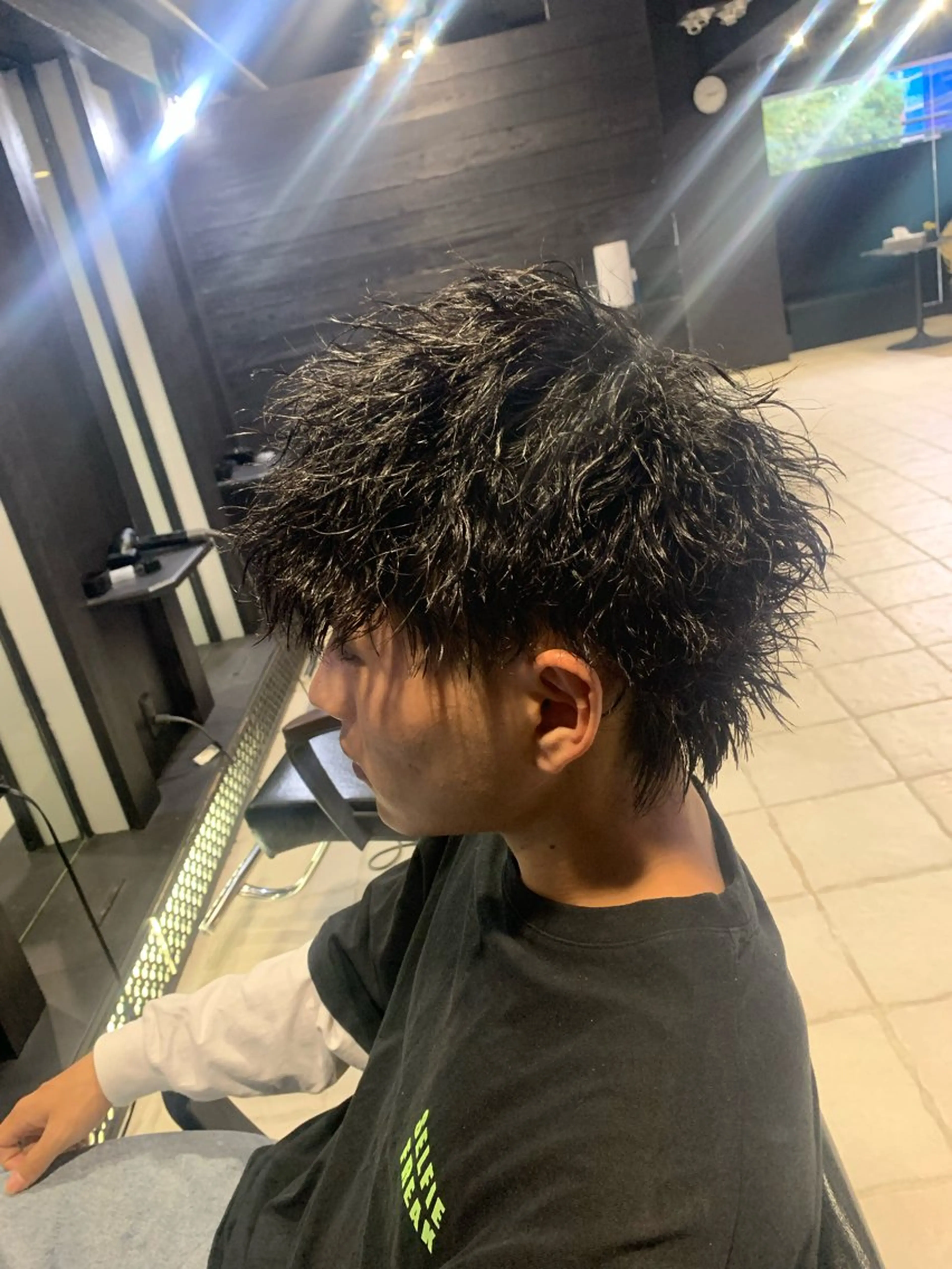 ショート メンズ メンズウルフカット ショートヘア ウルフカット メンズパーマ/難波/ 心斎橋　室園亮佑のヘアスタイル