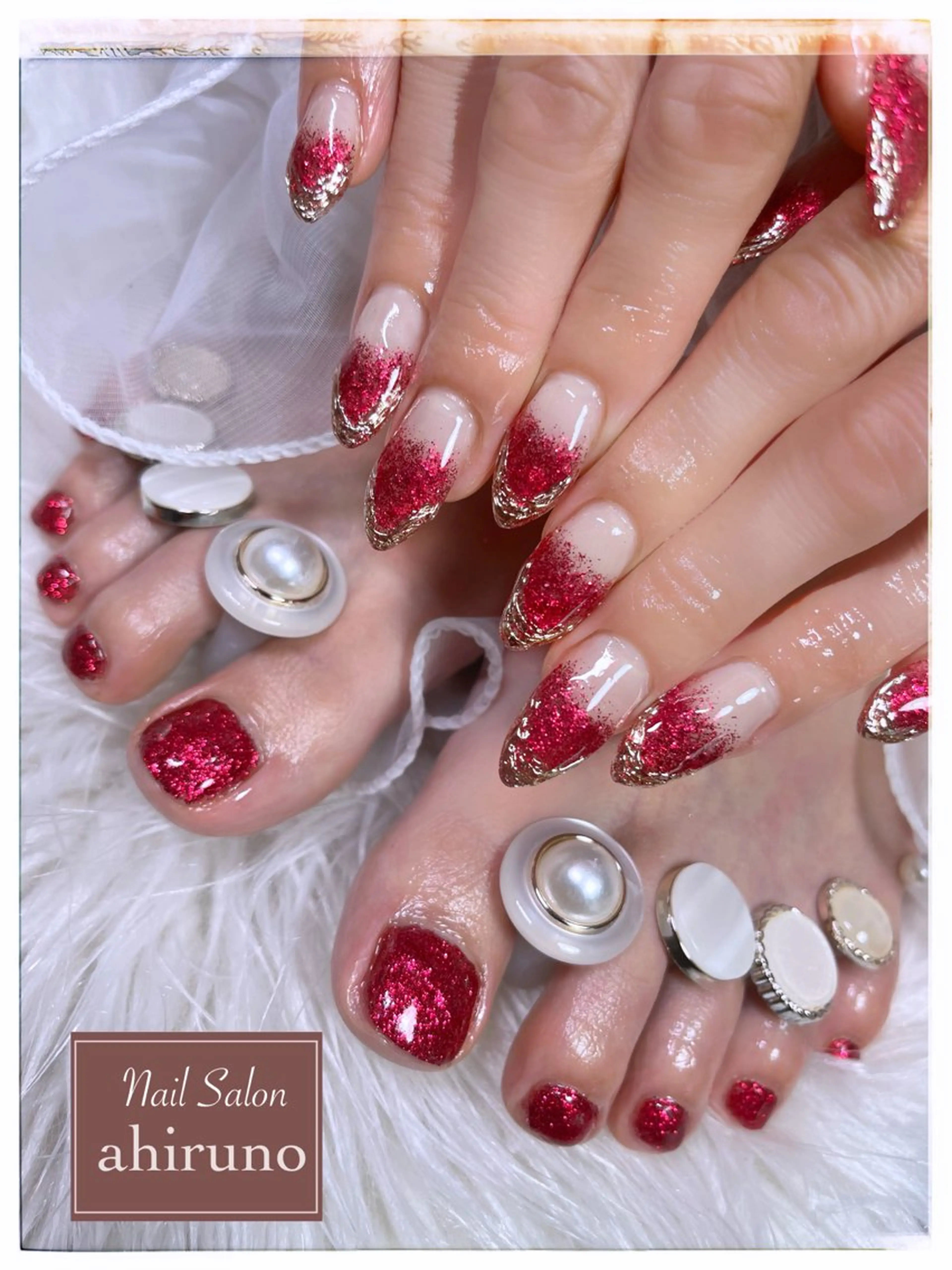 ネイル 長さ出し フットネイル グラデーション ラメ(グリッター) ラメグラデーション ハンドネイル フットネイル ａｈｉｒｕｎｏ ✿ ｙｕiのネイルデザイン