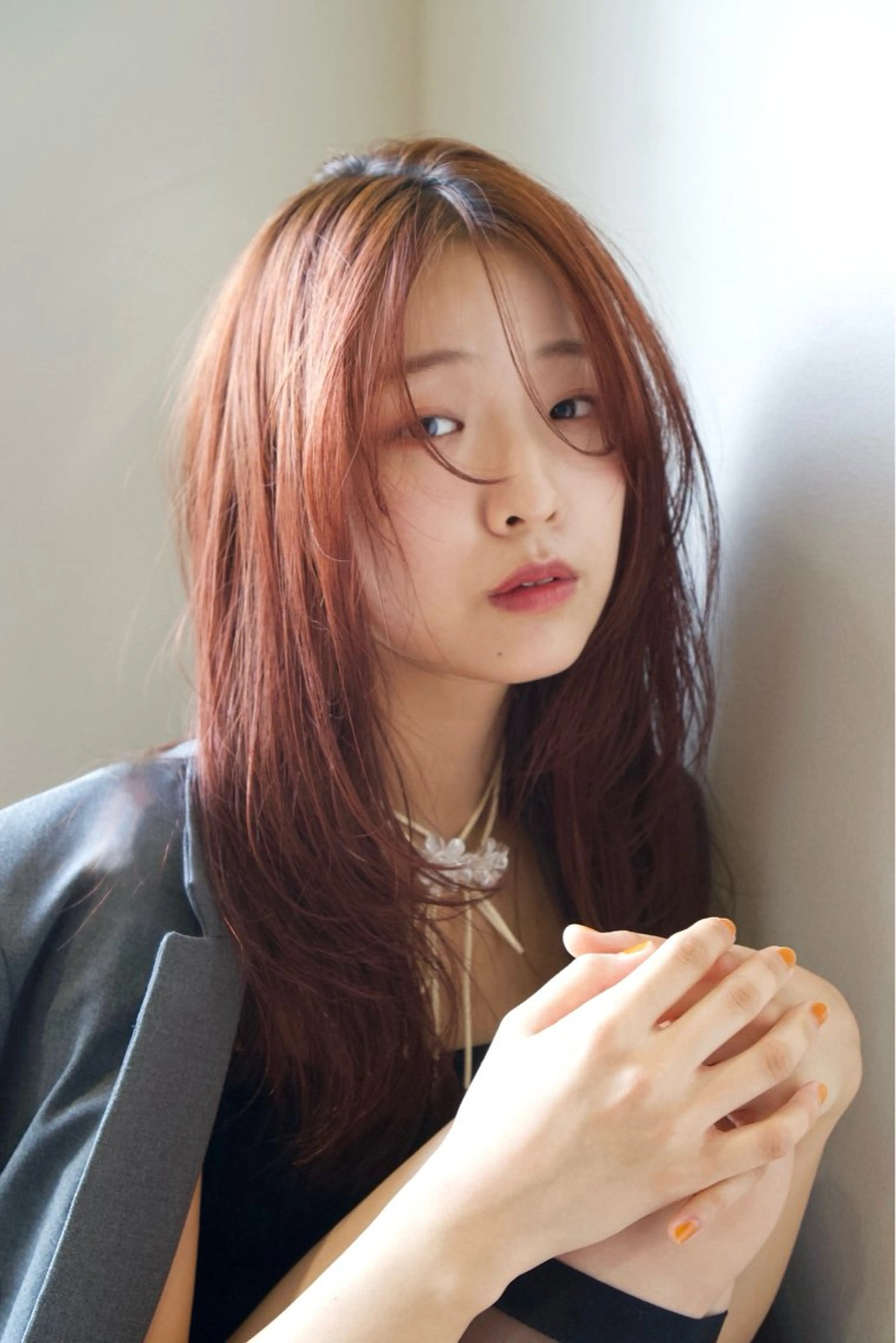 ロング カラー 透明感カラー 韓国風ヘア レイヤーカット カット ヘアカラー KANO🌷 ブリーチなしカラーのヘアスタイル