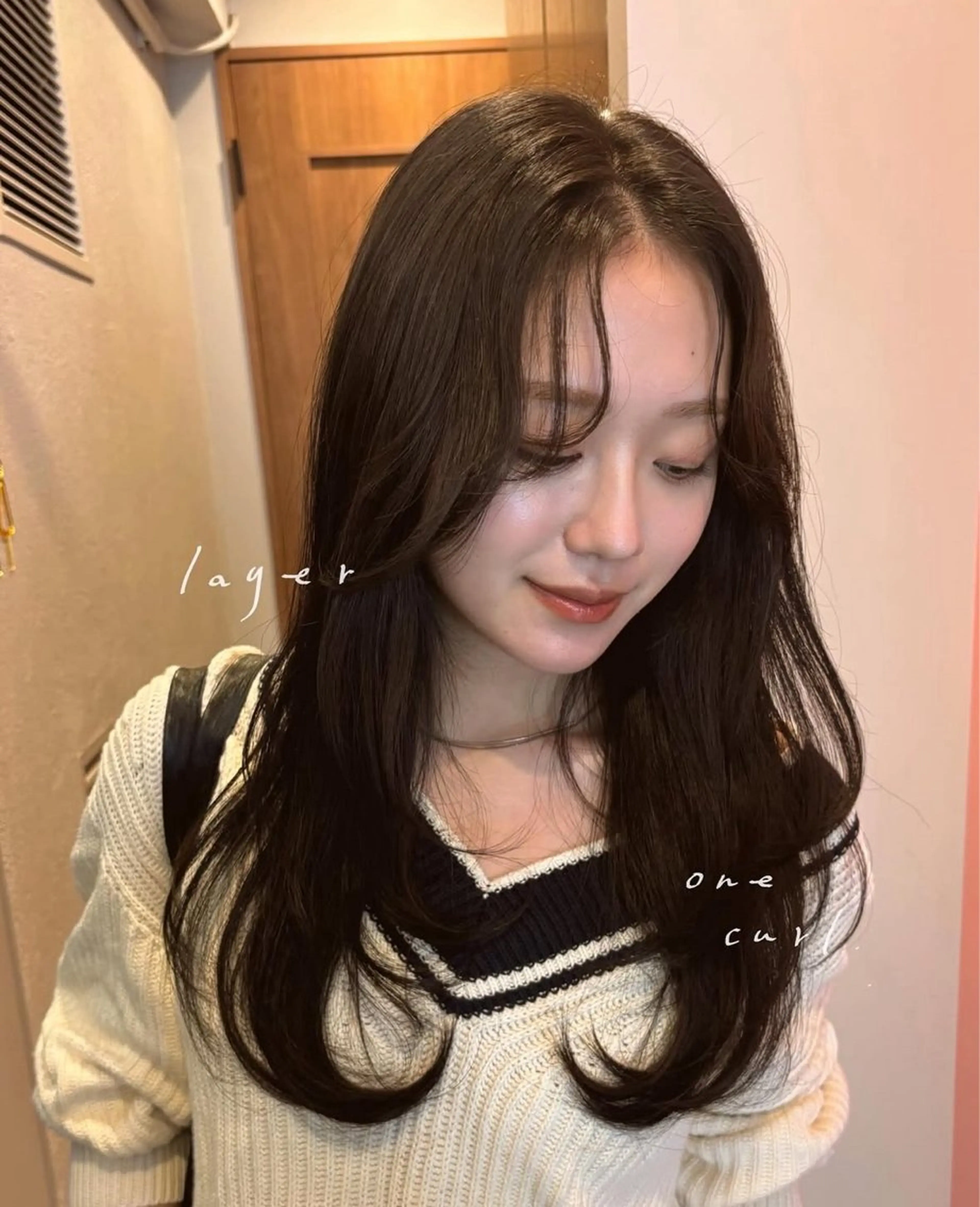 ロング 🐰チナ🐰 暖色ベージュ/顔周りのヘアスタイル