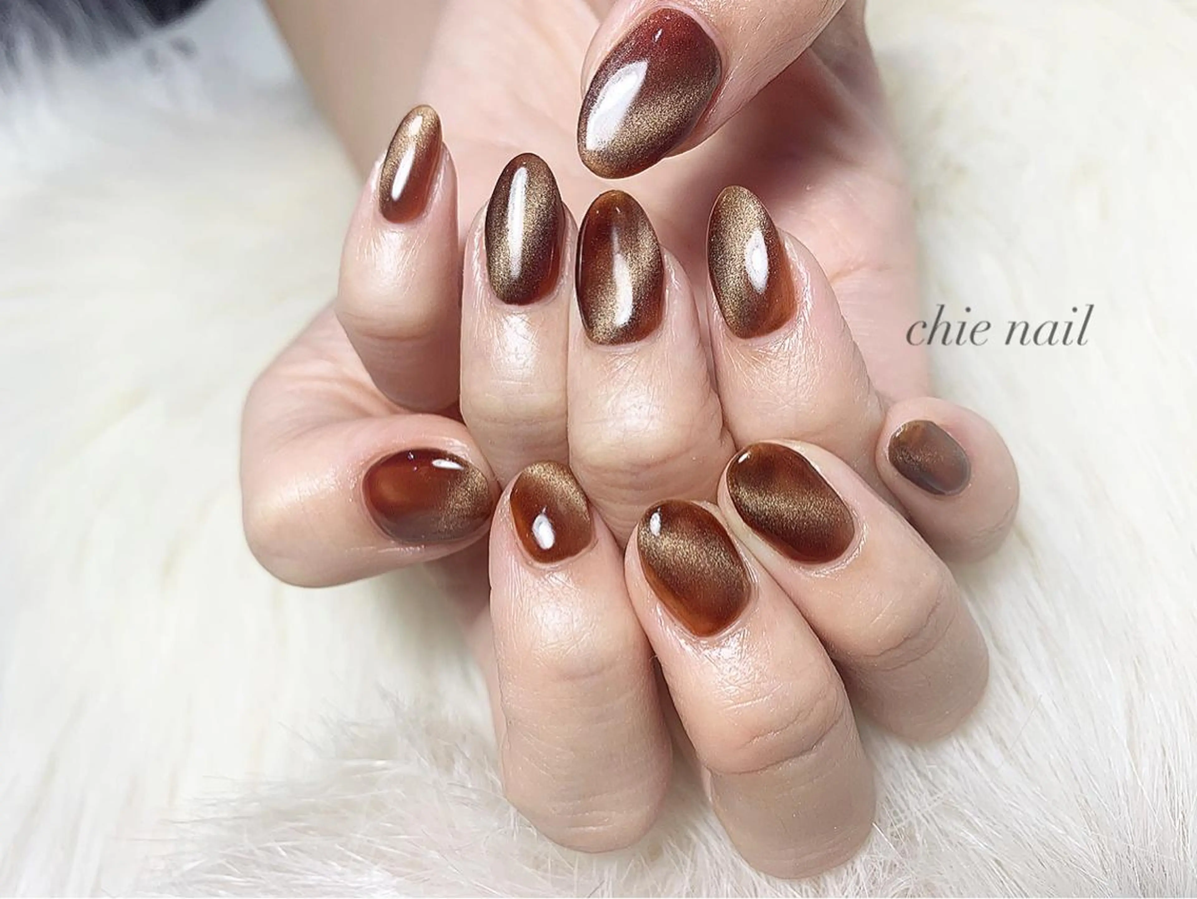 ネイル ブラウン マグネットネイル 森ノ宮❤︎ chieのネイルデザイン
