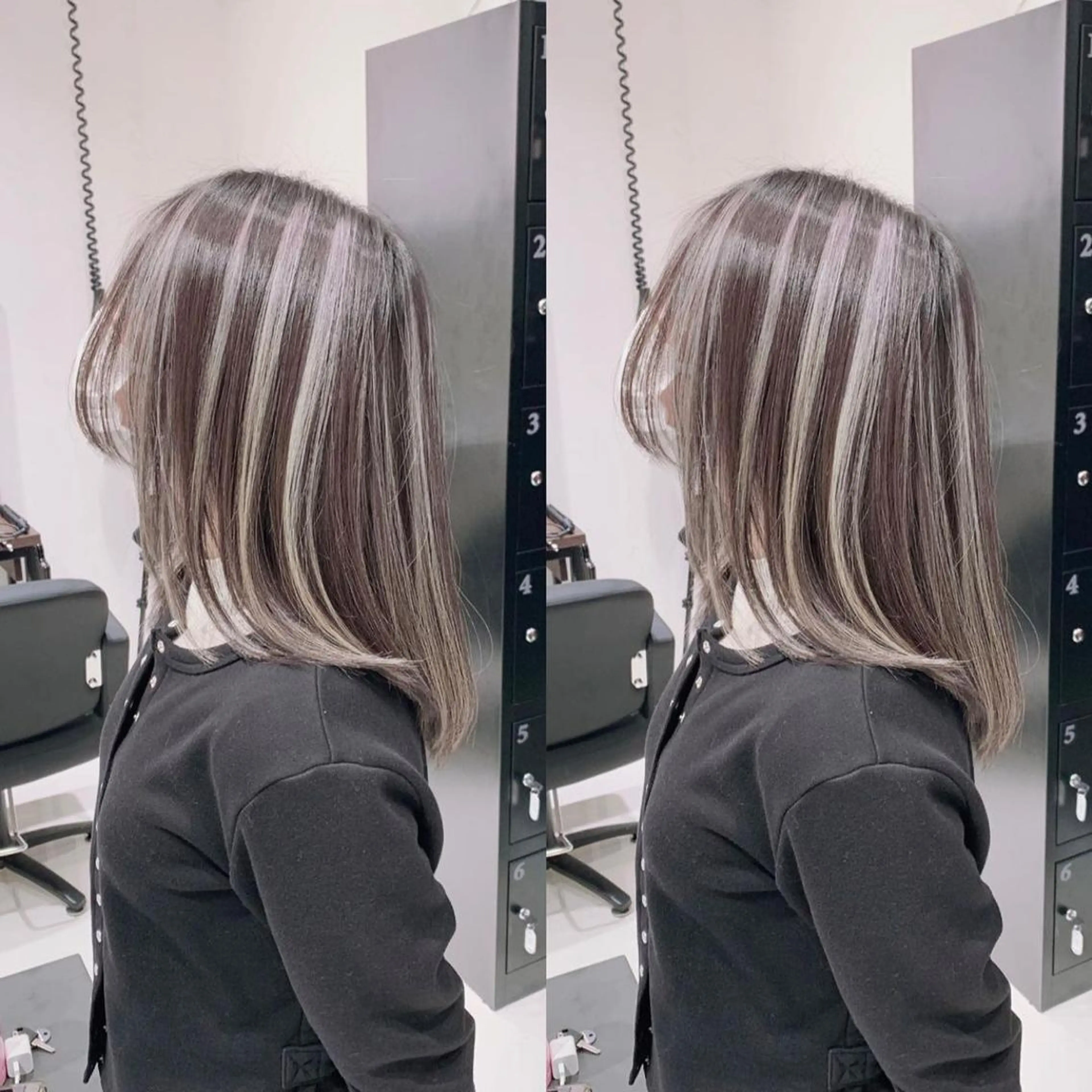 ロング カラー ブリーチ ケアブリーチ ハイライトカラー ハイライト 髪質改善 ヘアカラー オフホワイトアンドなんば所属・福西 洋斗のヘアスタイル