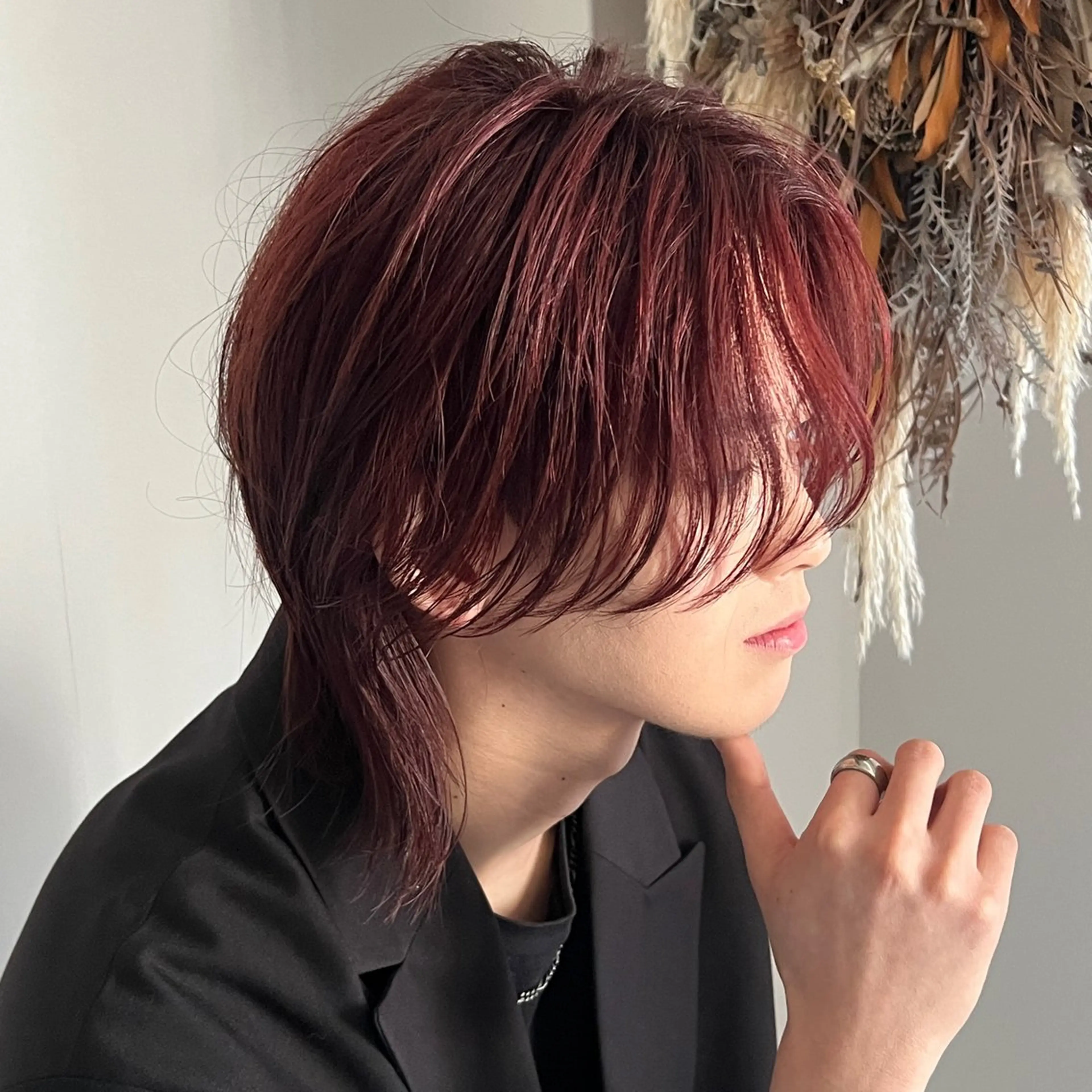 カラー メンズ メンズブリーチ ブリーチ ブラウンカラー ブリーチなしカラー レッドカラー 新谷 結菜のヘアスタイル