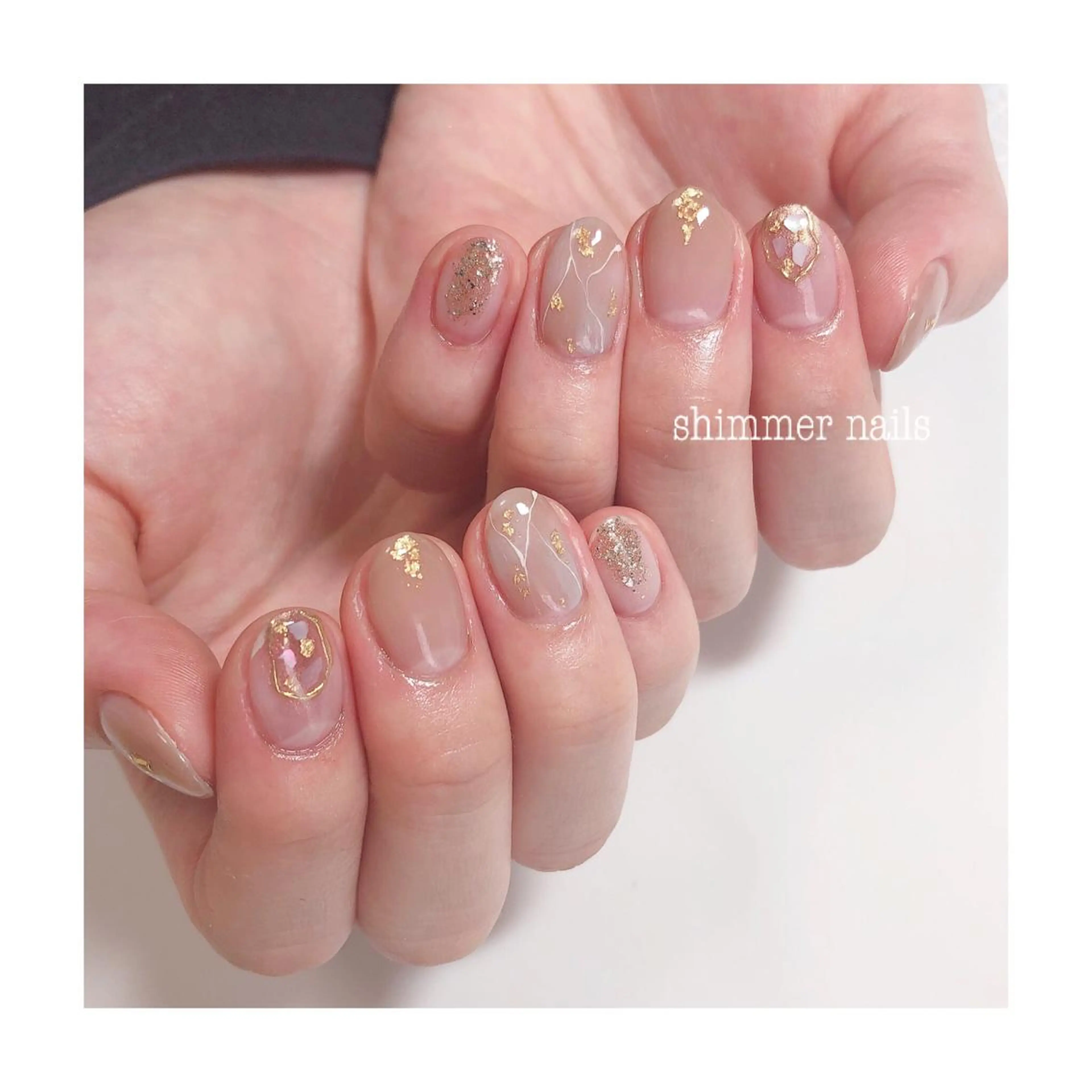 ネイル ブラウン 大理石ネイル(マーブル) shimmer nailsのネイルデザイン