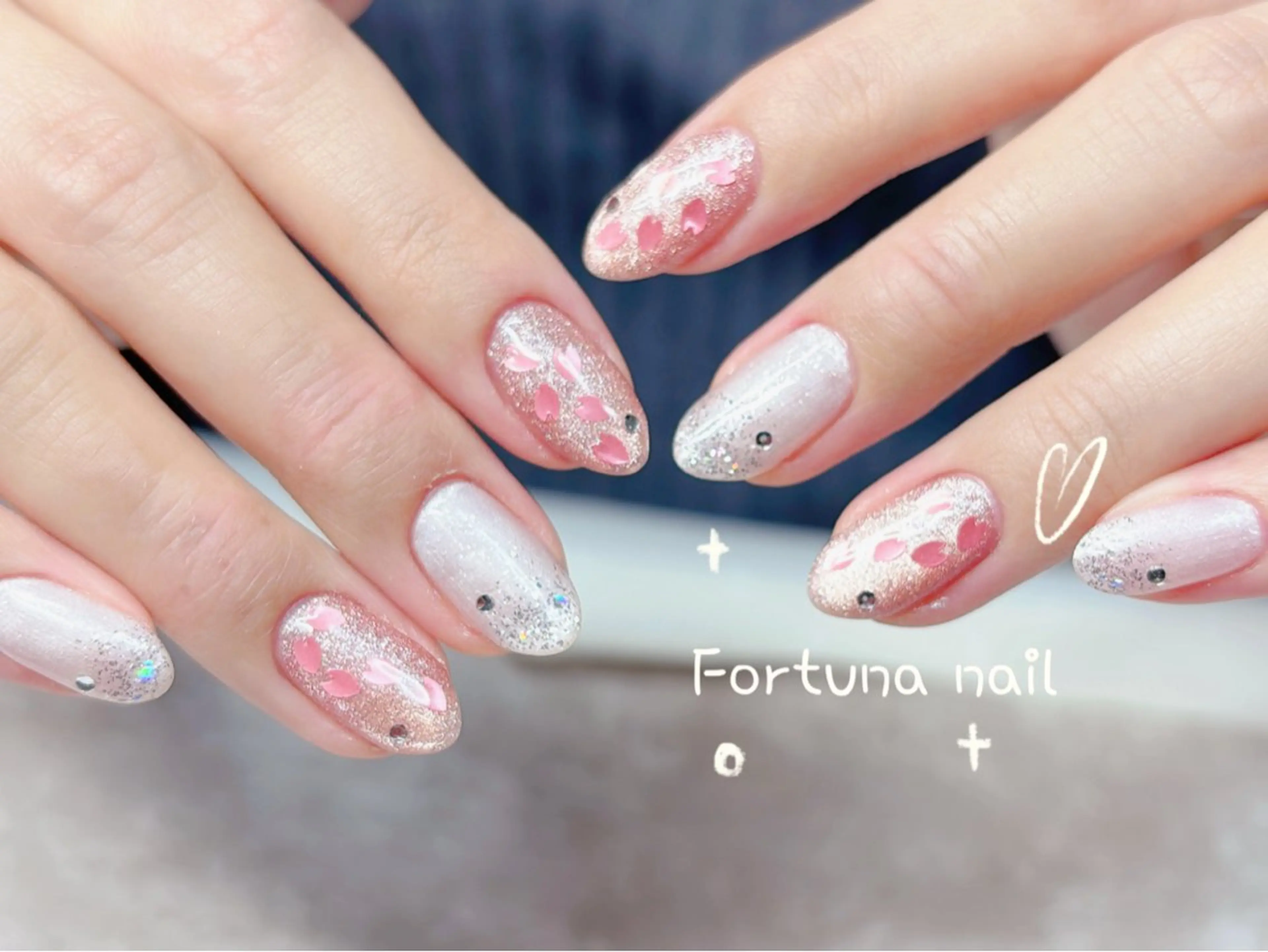 ネイル 桜ネイル 春ネイル ハンドネイル Nail •Head スパFortunaのネイルデザイン