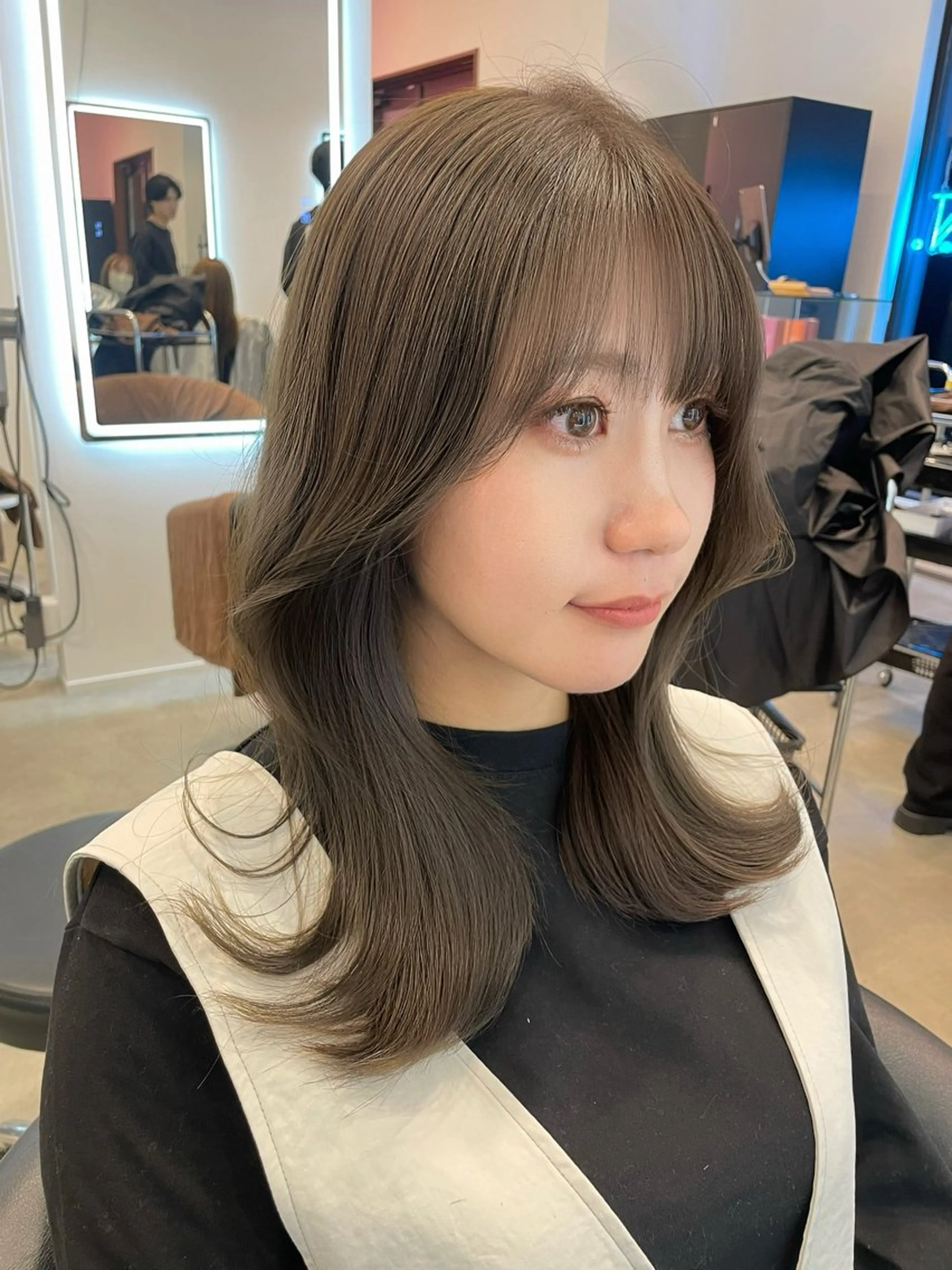 ミディアム カラー ブリーチ ダブルカラー ブリーチなしカラー ヘアカラー 透明カラー/レイヤー misaki °＊のヘアスタイル