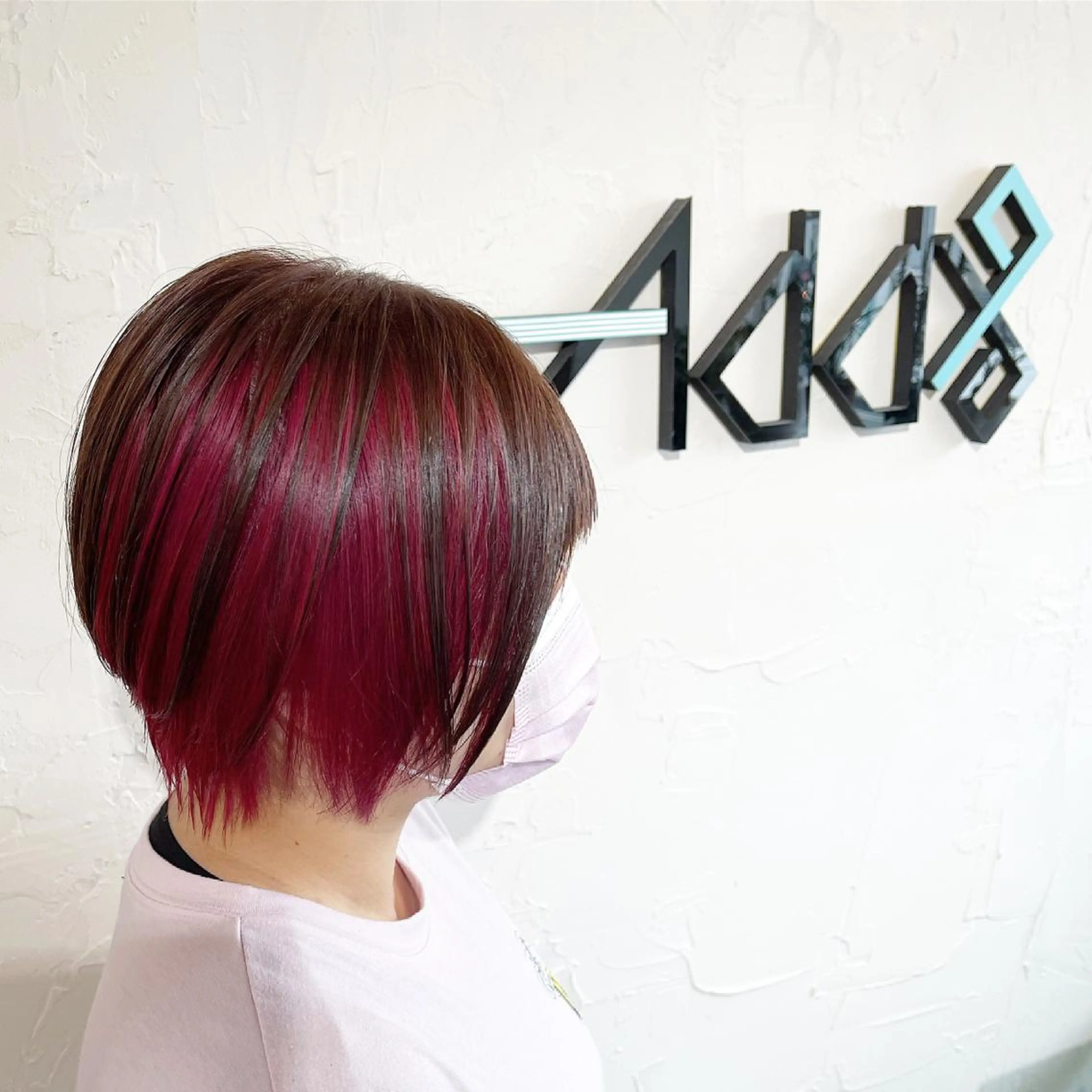 ショート カラー パーマ ヘアアレンジ アッシュ ブリーチ ラベンダーカラー ラベンダーピンク ピンクカラー ヘアカラー トリートメント Add9 柳田健登のヘアスタイル