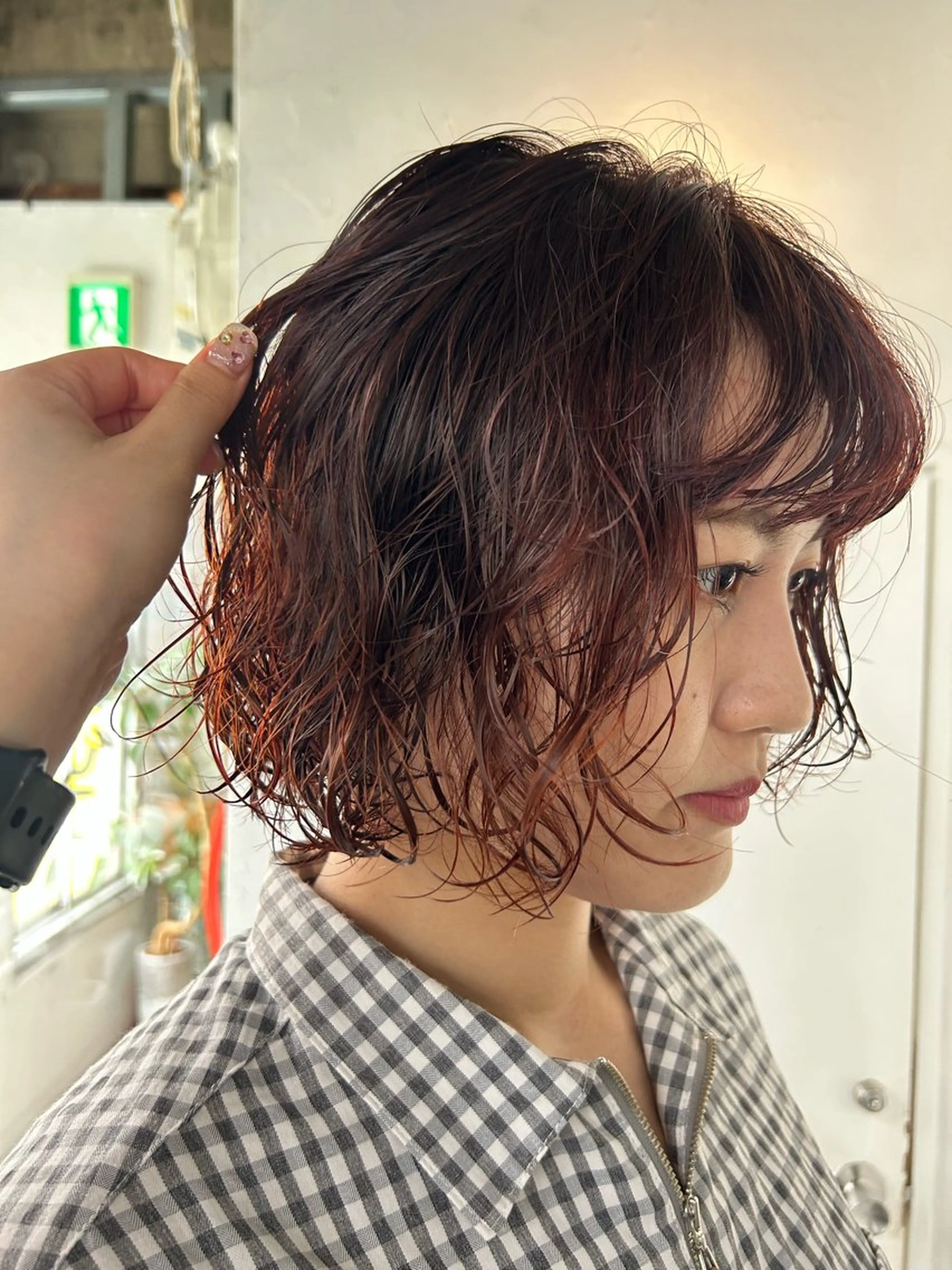 ミディアム カラー パーマ カット ヘアカラー パーマ 小川真歩/パーマ /暖色オリーブのヘアスタイル
