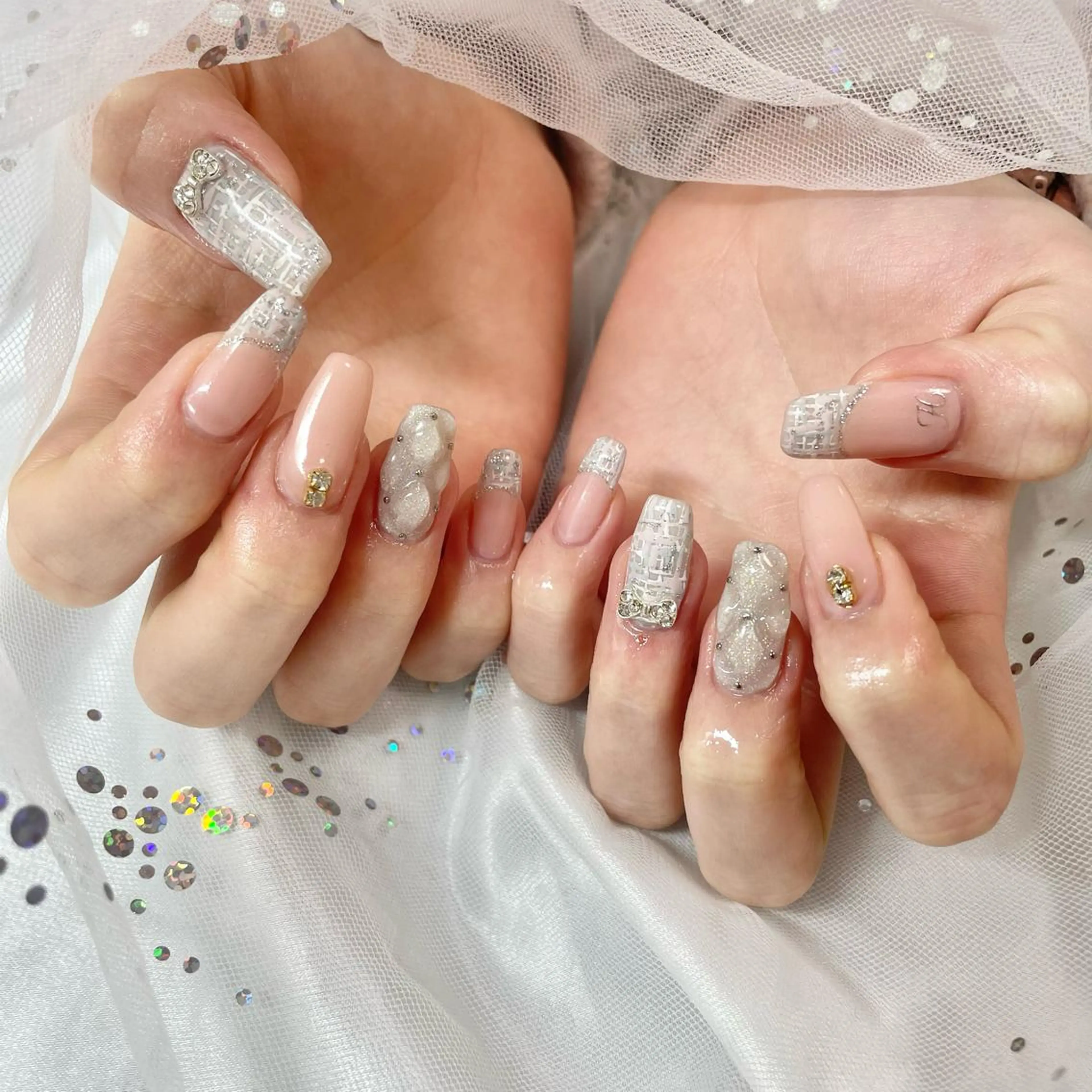 ネイル ツイードネイル ハンドネイル 🎀AYAKO 🎀中韓ネイルのネイルデザイン