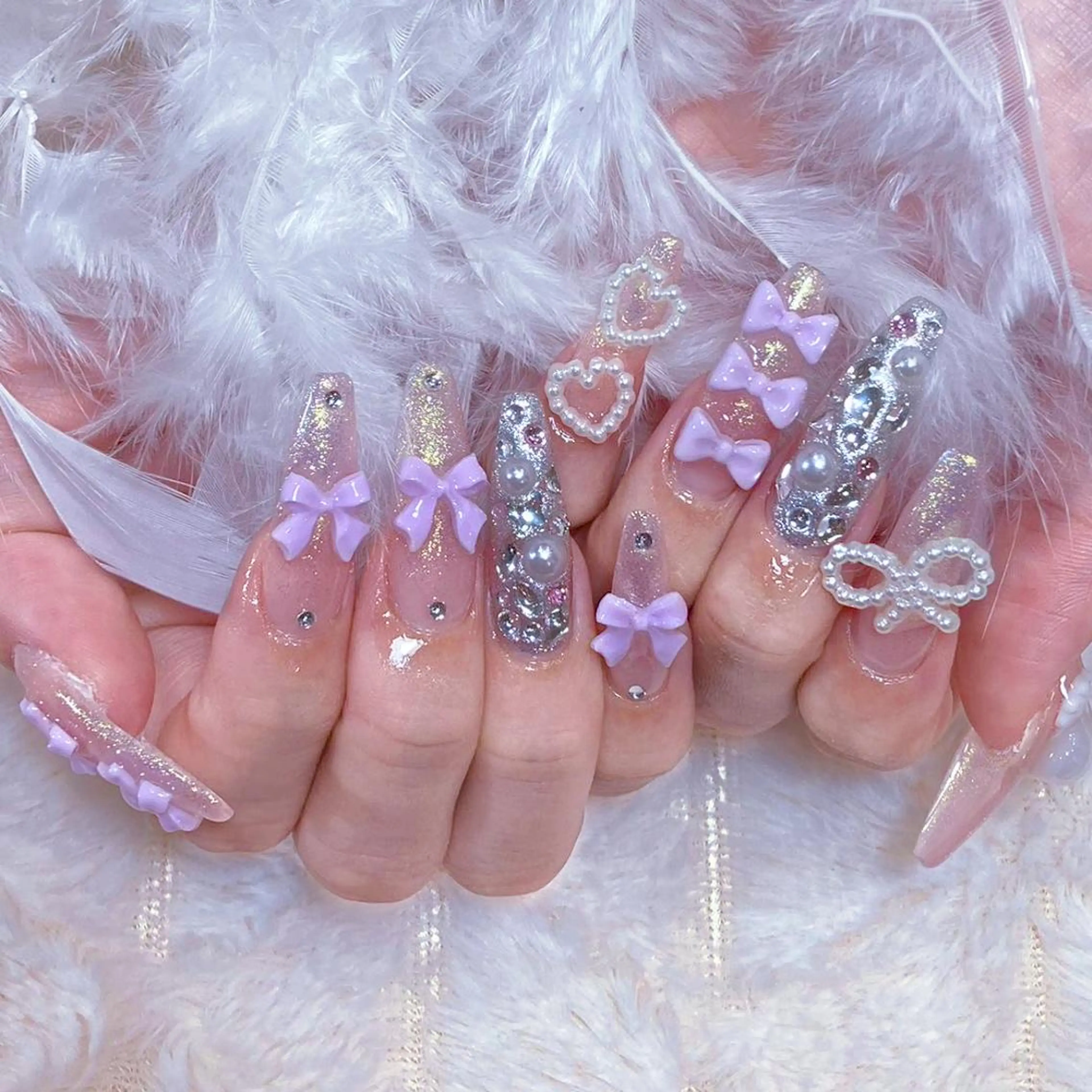ロング 韓国風ヘア ハンドネイル DIAMOND Nail🥇のネイルデザイン
