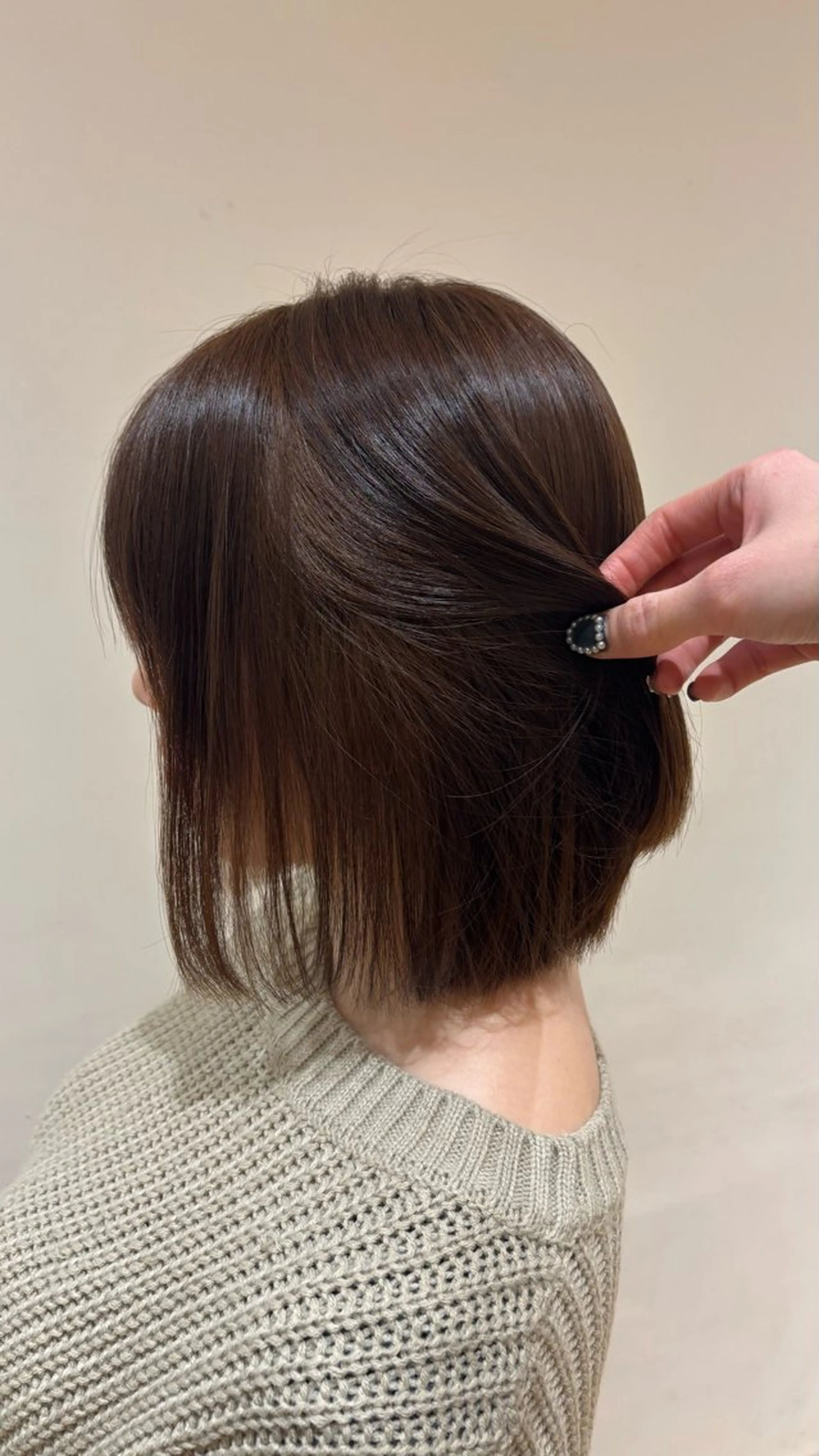 ミディアム カラー ブリーチ ブラウンカラー ブリーチなしカラー 碓氷和叶 /カラーモデル募集中のヘアスタイル