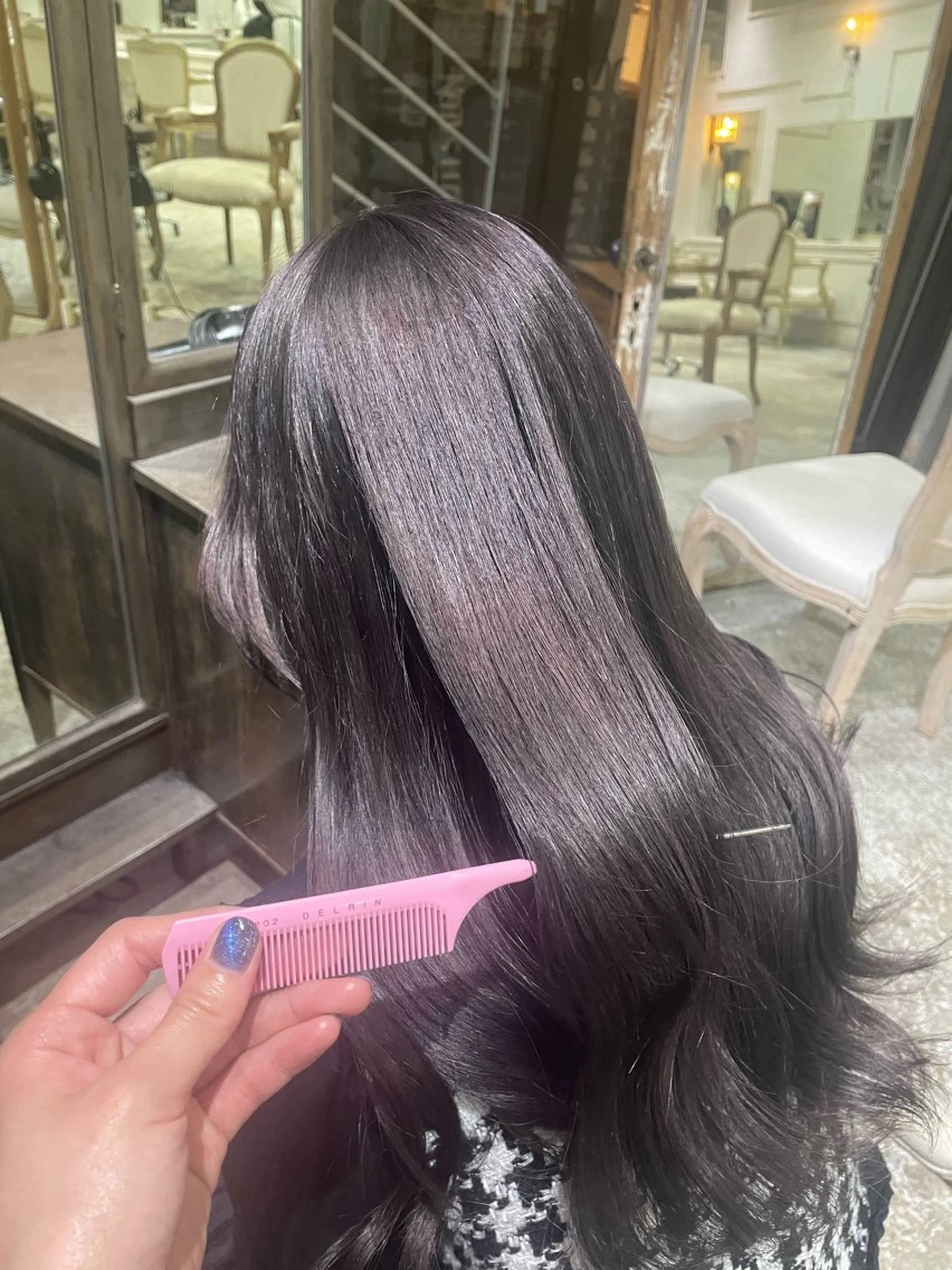 【🎱就活カラー🎱】🖤黒染めなしの暗めカラー🖤＋1stepトリートメントの写真