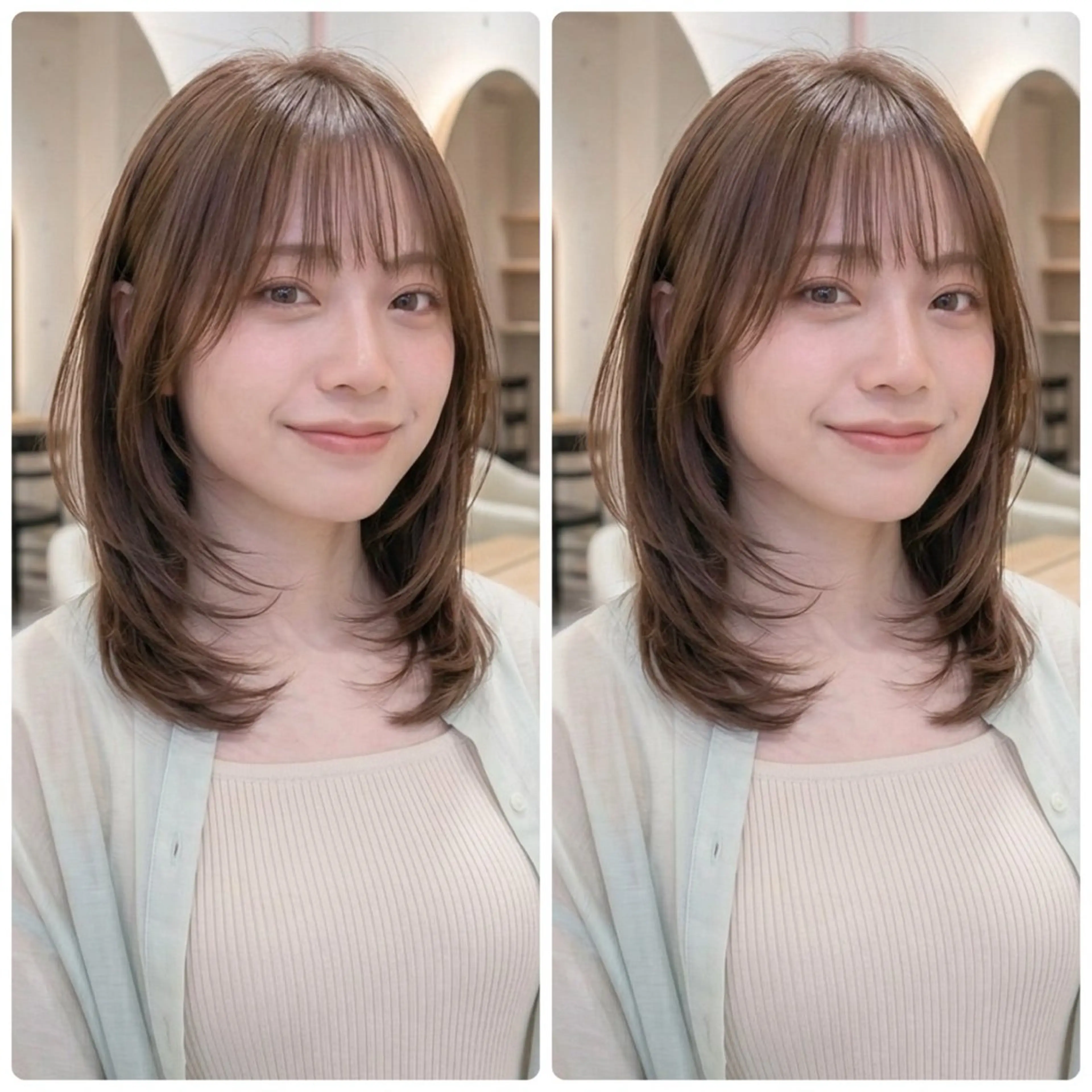 ミディアム レイヤーカット カット トリートメント 1ｍｍまでこだわる レイヤー🫧若葉🪞のヘアスタイル