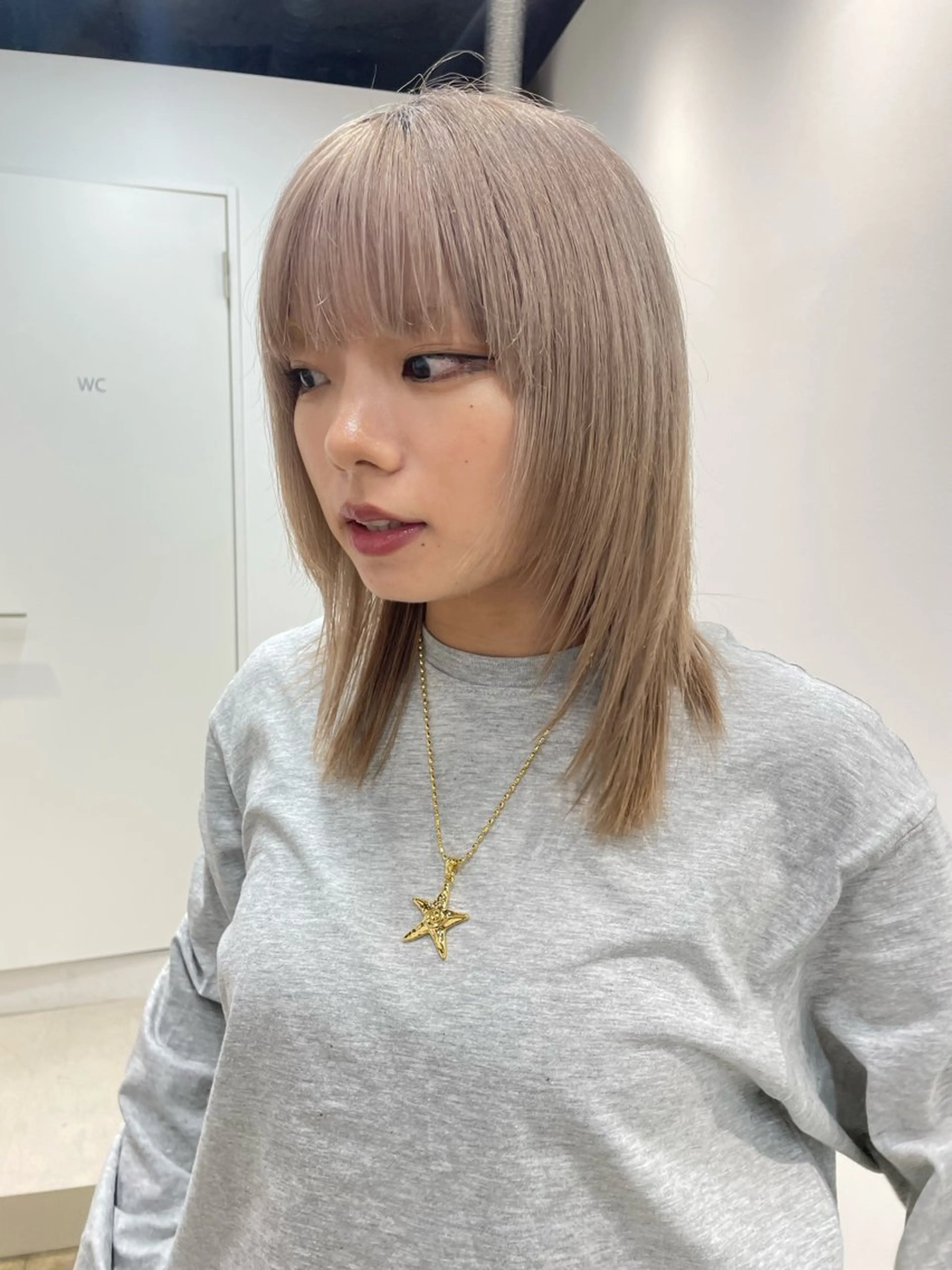 ショート カラー ベージュカラー ホワイトベージュ ヘアカラー H I ＮＡのヘアスタイル