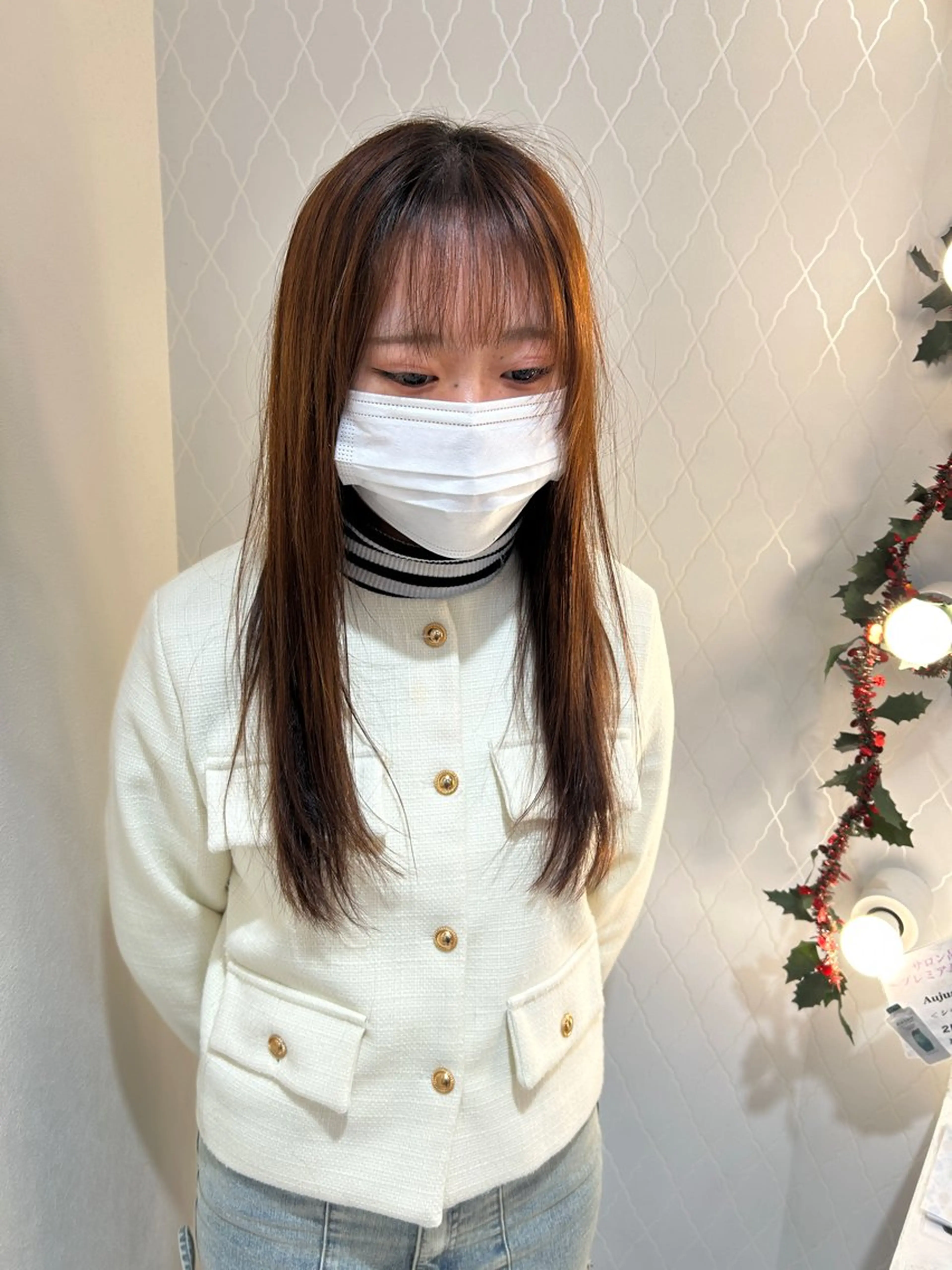 セミロング 顔周りカット 韓国風ヘア レイヤーカット 小顔カット ヘアーメイクウィル野田阪神店所属・Yuu/レイヤー/ ハイライト/髪質改善のヘアスタイル