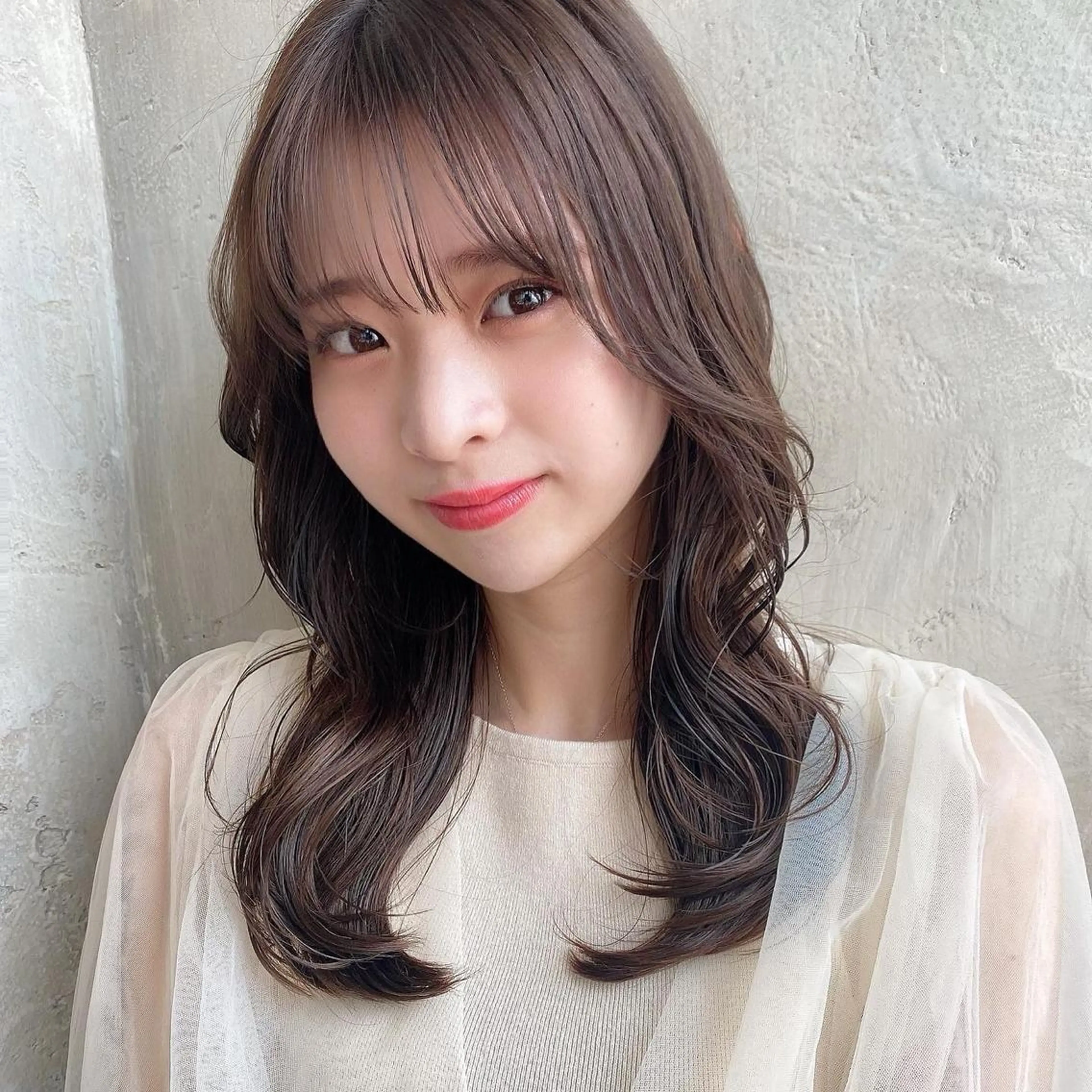 セミロング カラー ベージュカラー ブラウンカラー ブラウンベージュ くびれヘア カット ヘアカラー トリートメント 顔周り/くびれヘア 韓国ヘア💕風間るなのヘアスタイル