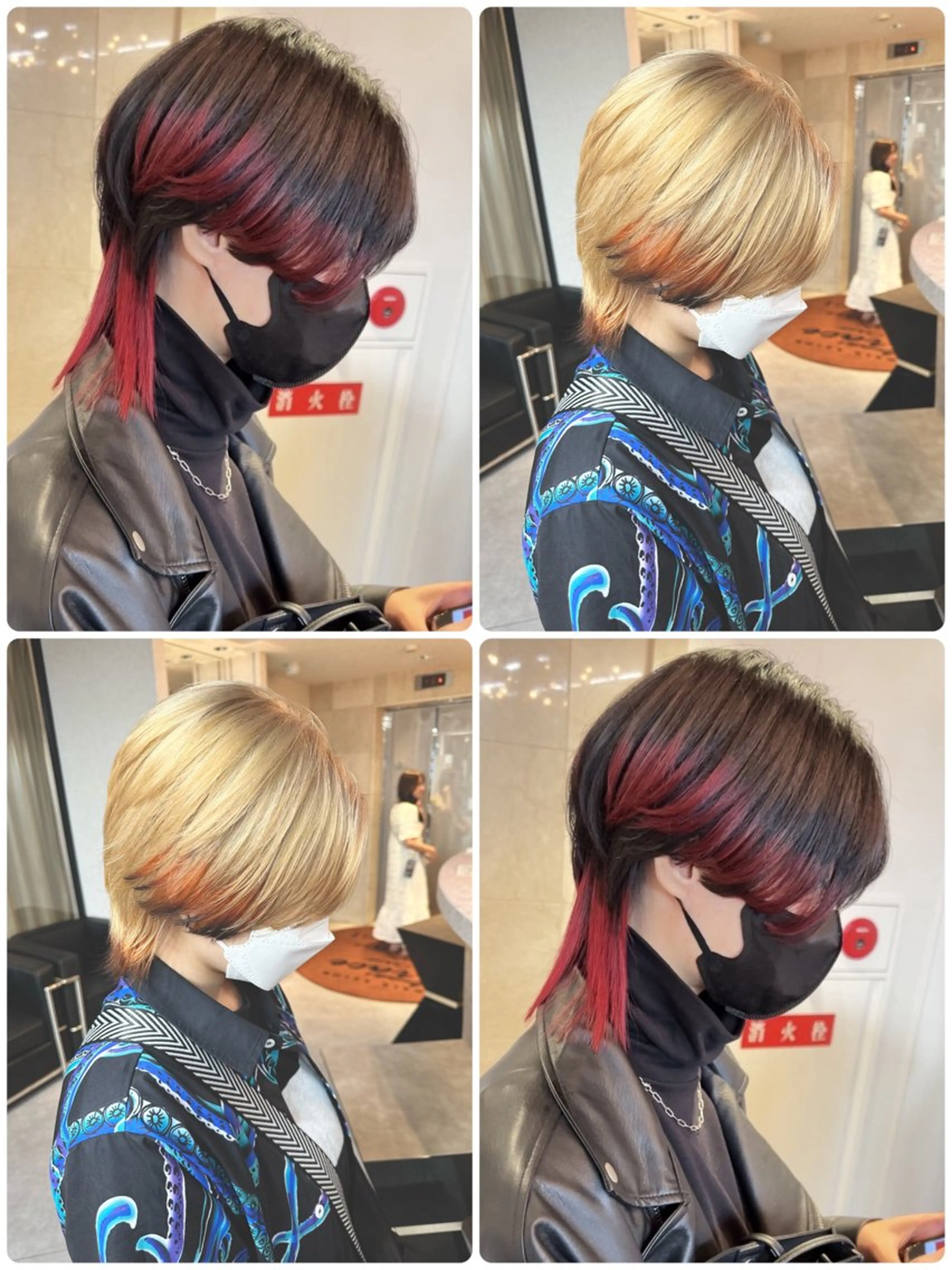 ショート カラー パーマ ヘアアレンジ メンズ ウルフとハイトーン みっちー✂️のヘアスタイル