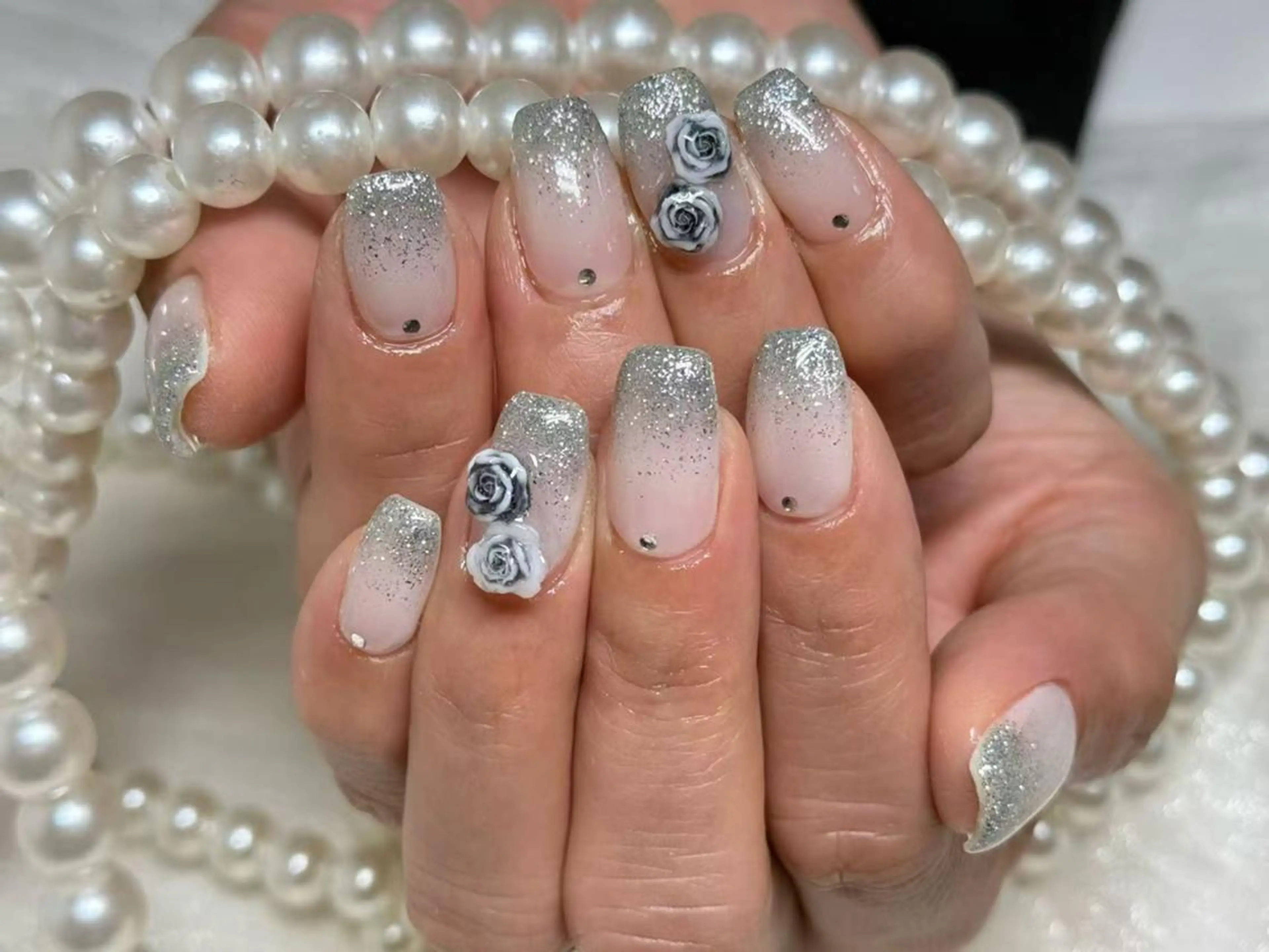 ネイル アートネイル クリアネイル 成人式 長さ出し フラッシュネイル ハンドネイル Ru na🍳のネイルデザイン