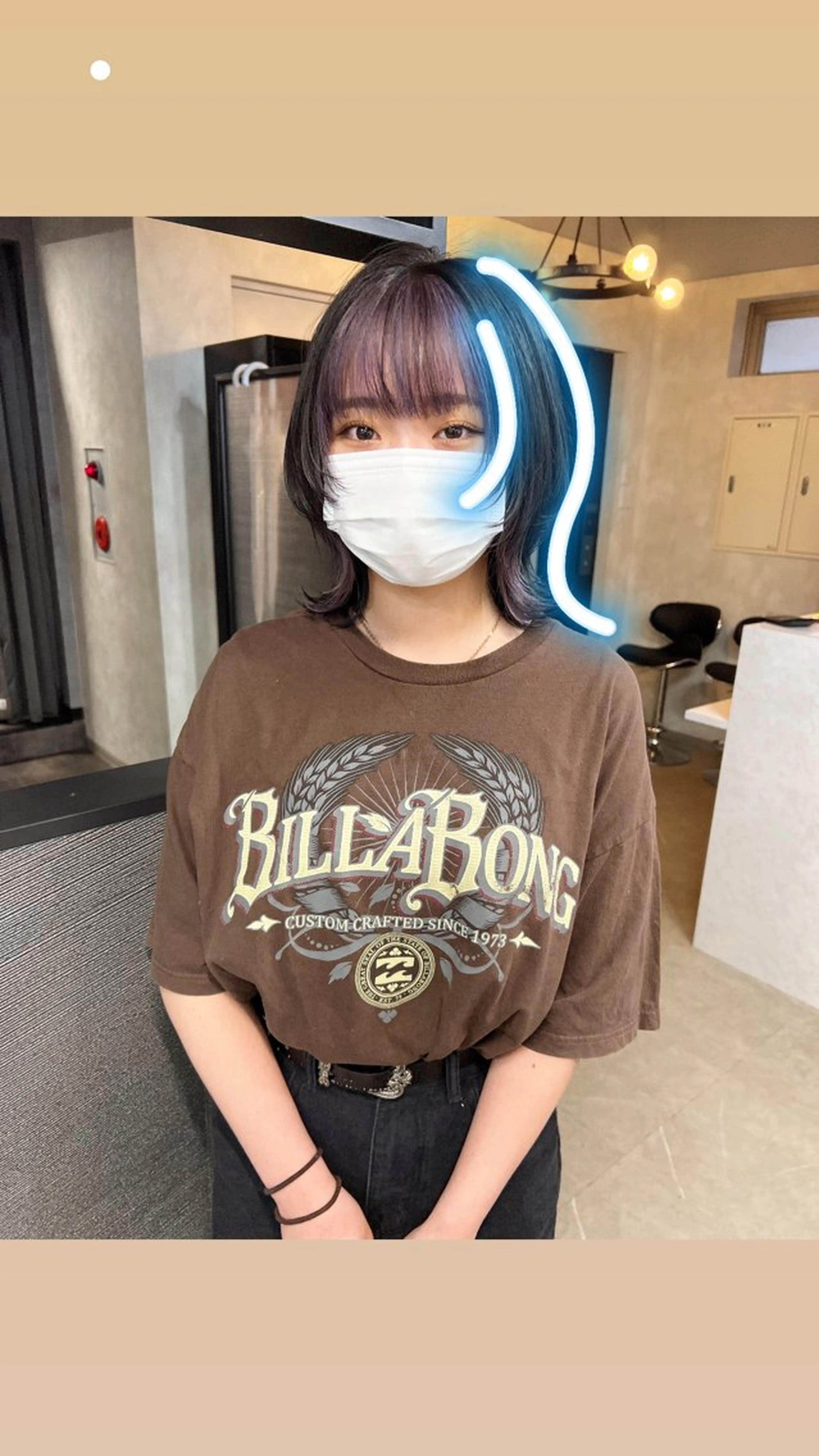 ミディアム ブリーチ/ウルフ ハッシュカット/石山のヘアスタイル