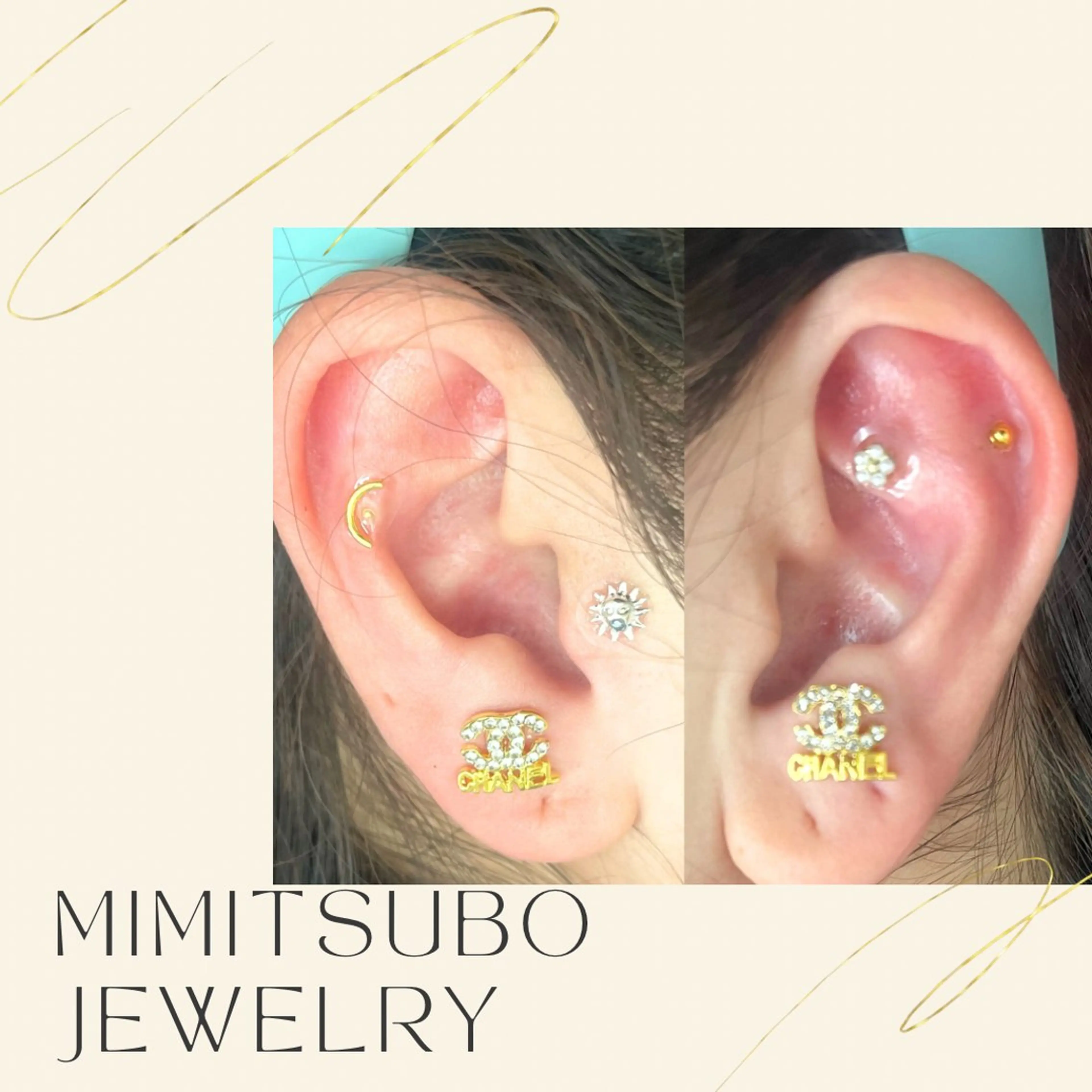 耳つぼジュエリー👂🏻両耳で5粒💎の写真