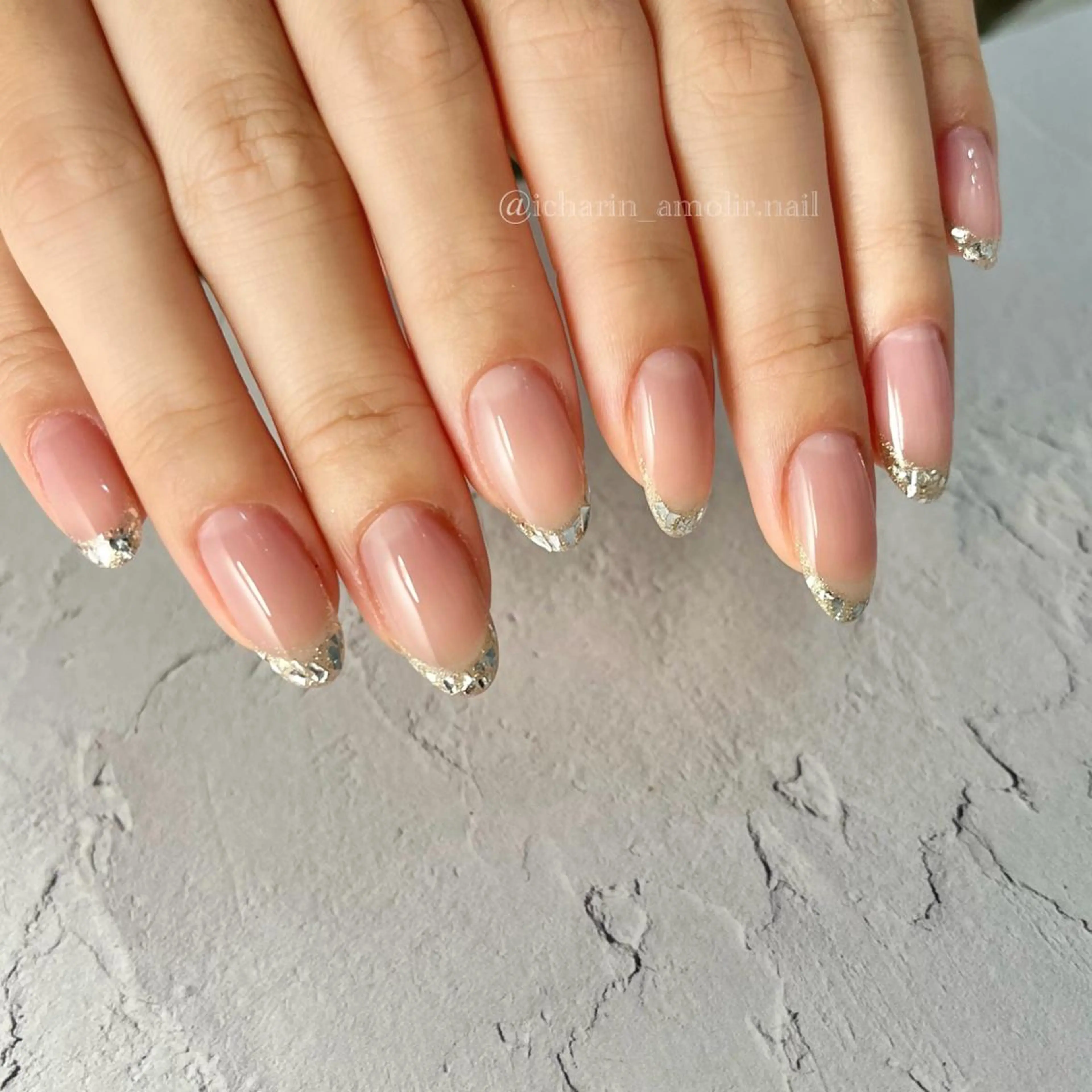 ネイル フレンチネイル ガラスフレンチ シンプルネイル EMIKOのネイルデザイン