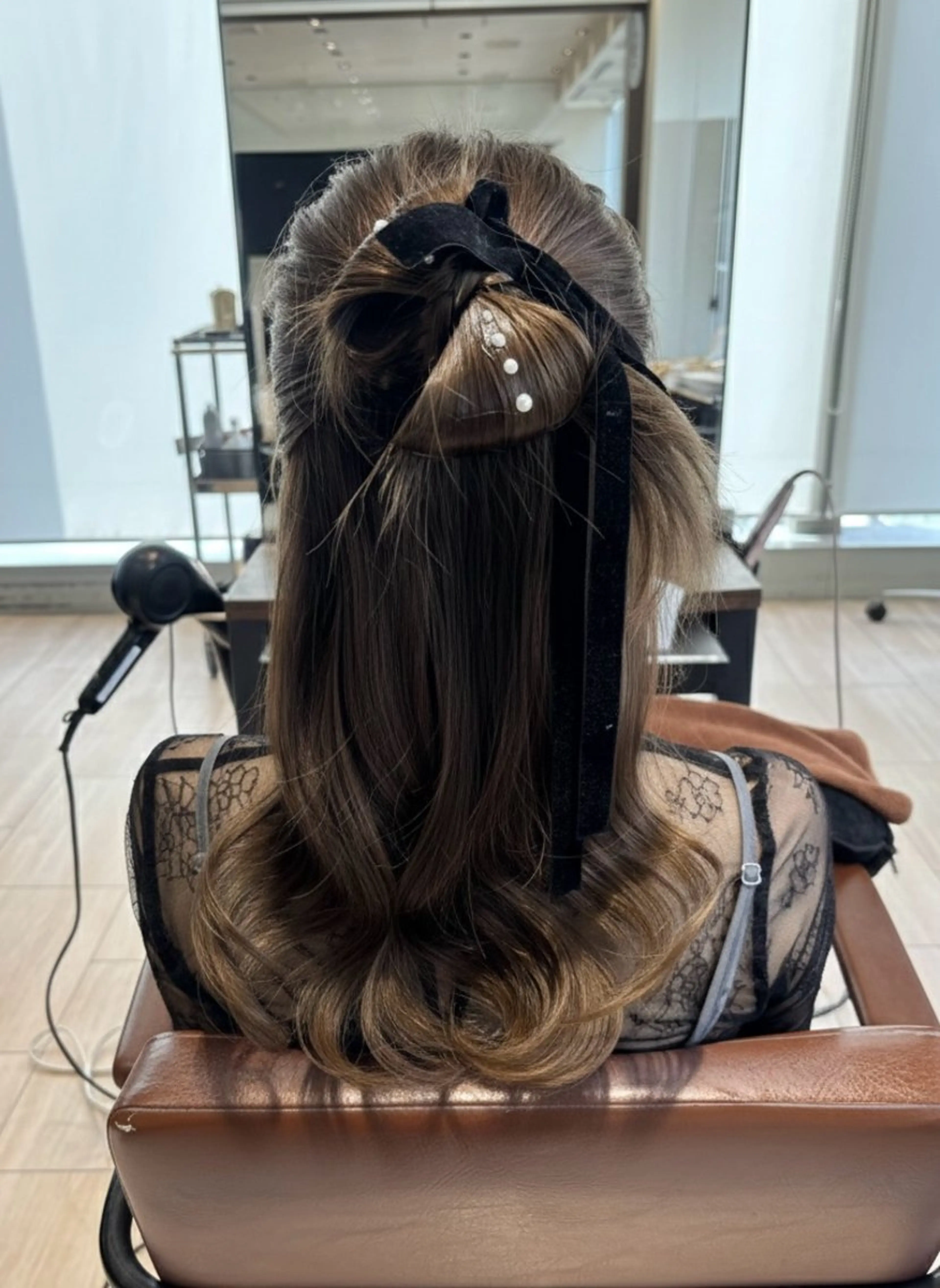 セミロング ヘアアレンジ ハーフアップ 結婚式・ブライダル ヘアセット 穂積 未優のヘアスタイル