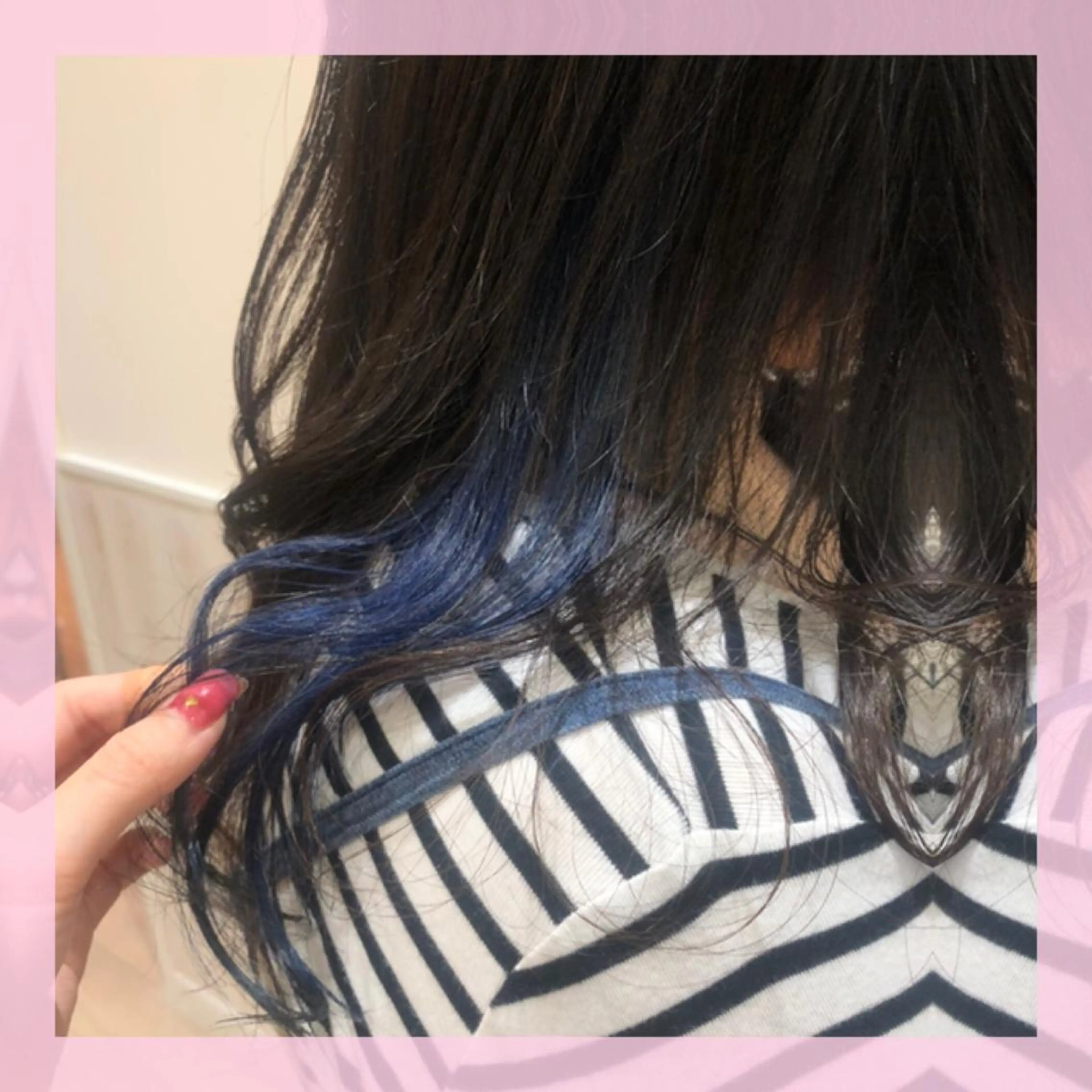 セミロング カラー インナーカラー ネイビーカラー カット ヘアカラー plum.所属・🍒前川 🍒のヘアスタイル